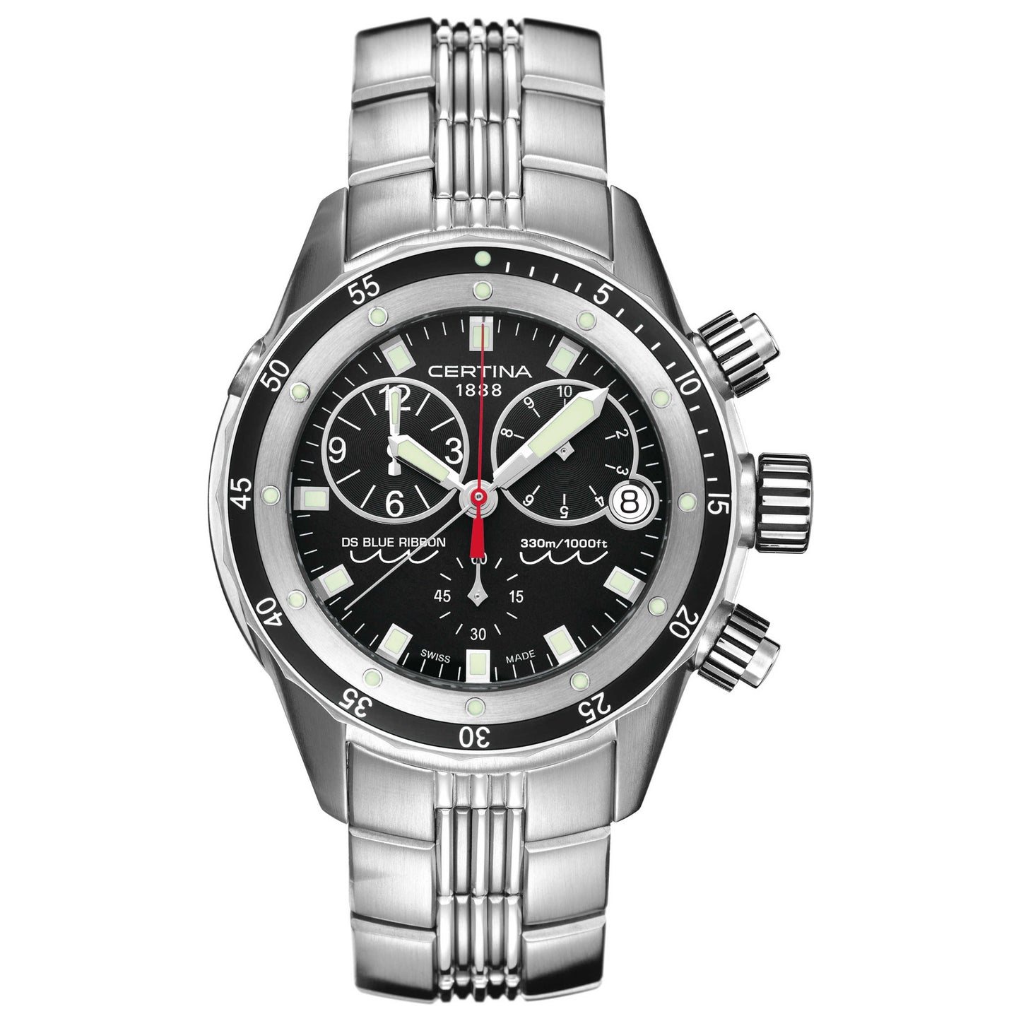 Front view of Certina DS Blue Ribbon Men's Swiss Quartz (Battery-Powered) Watch C007-417-11-051-00