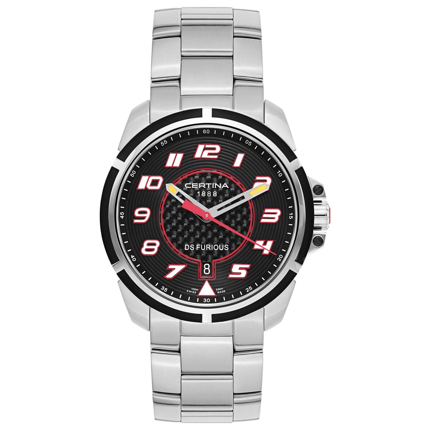 Front view of Certina DS Furious Men's Swiss Quartz (Battery-Powered) Watch C011-410-21-202-00