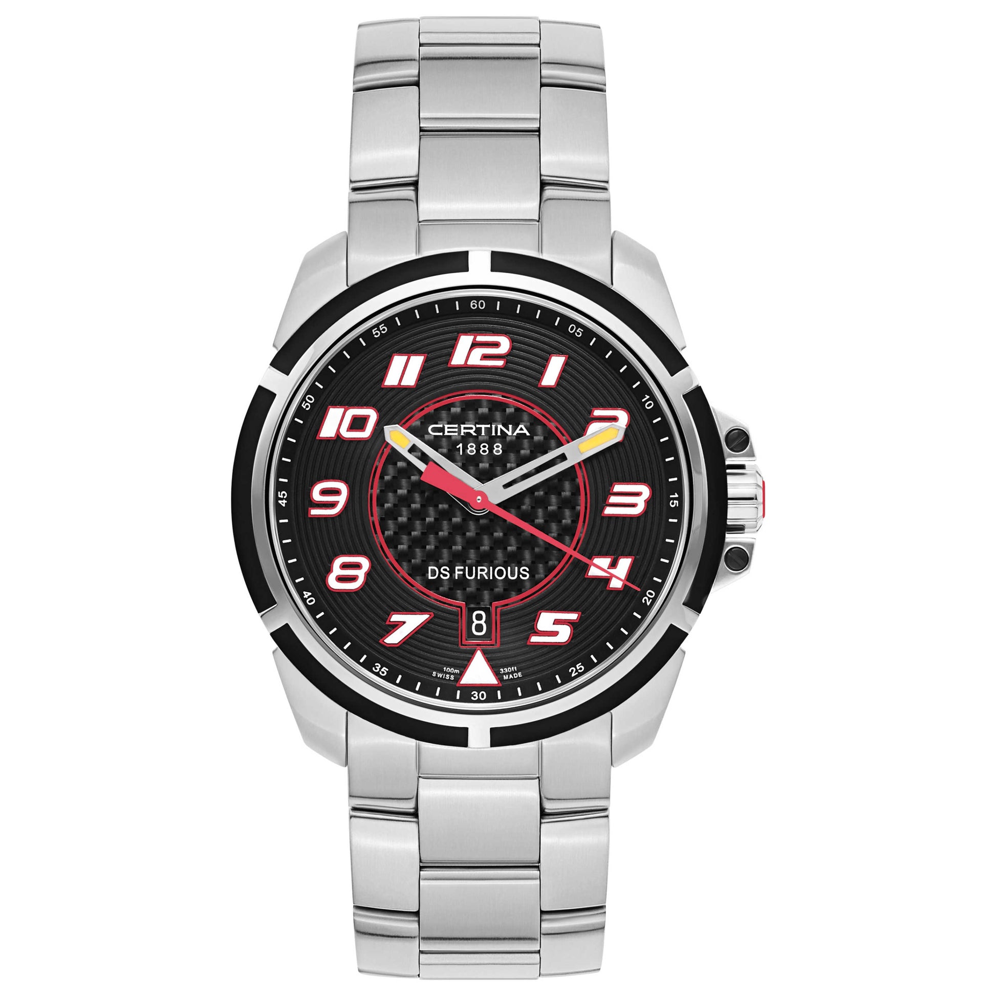 Front view of Certina DS Furious Men's Swiss Quartz (Battery-Powered) Watch C011-410-21-202-00