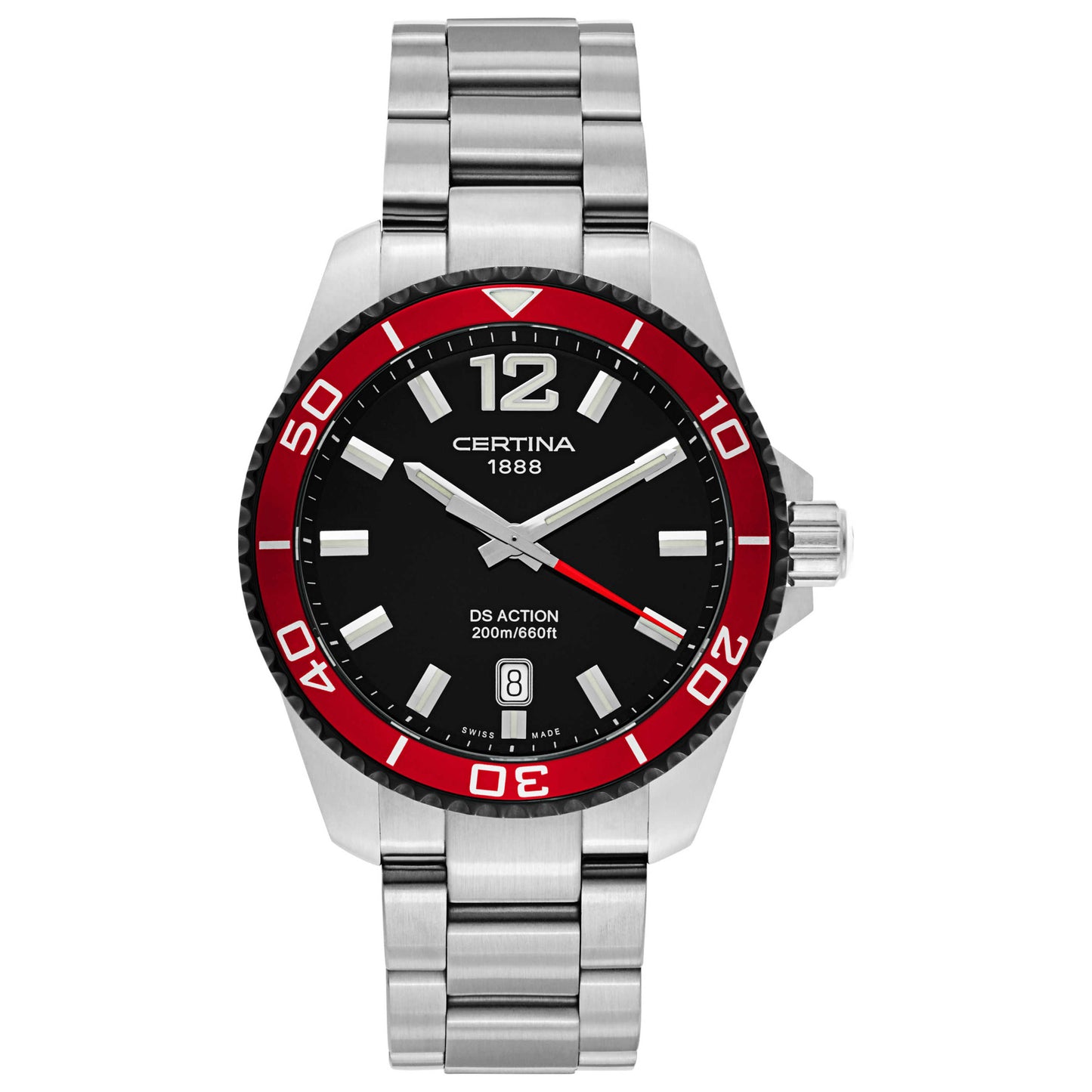 Front view of Certina DS Action Men's Swiss Quartz (Battery-Powered) Watch C013-410-21-057-00
