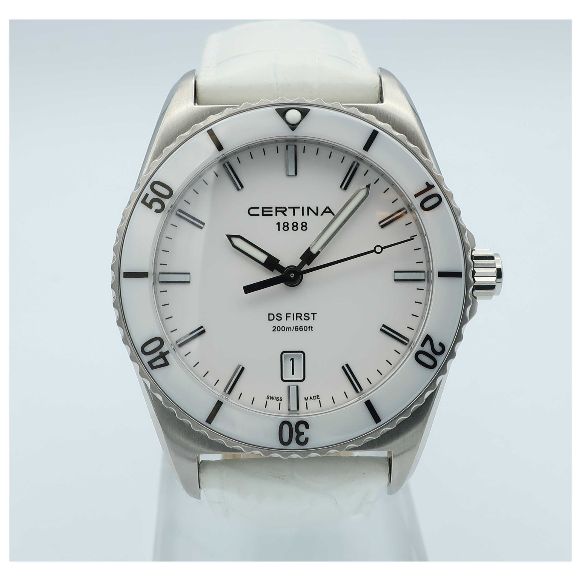 Front view of Certina DS First Men's Swiss Quartz (Battery-Powered) Watch C014-410-16-01100-SD