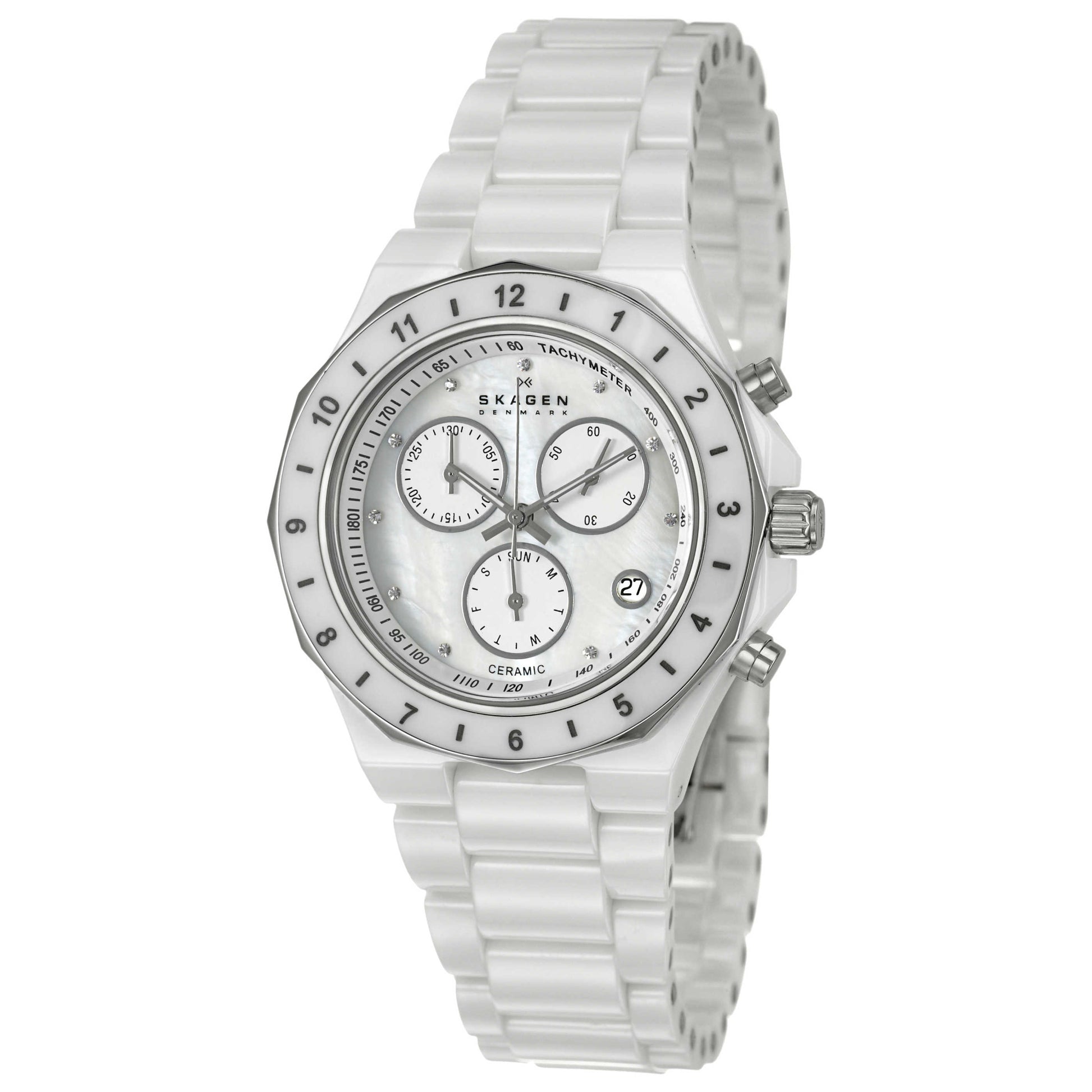 Front view of Skagen Ceramic Women's Quartz Watch C913SWXC
