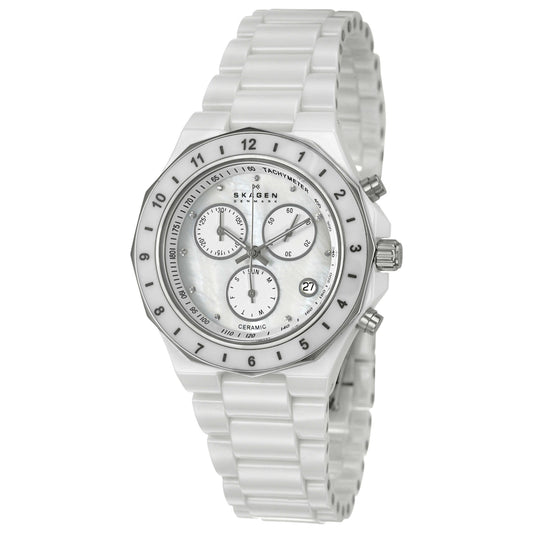 Front view of Skagen Ceramic Women's Quartz Watch C913SWXC