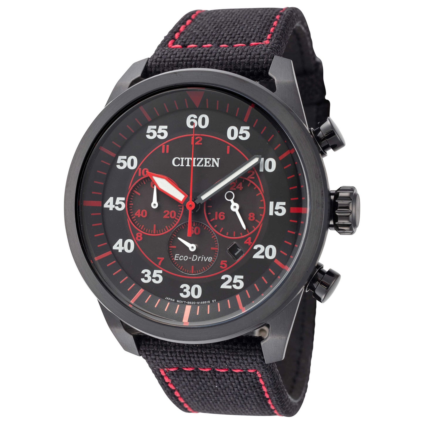 Front view of Citizen Avion Men's Solar Powered Quartz Eco-Drive Watch CA4215-12E