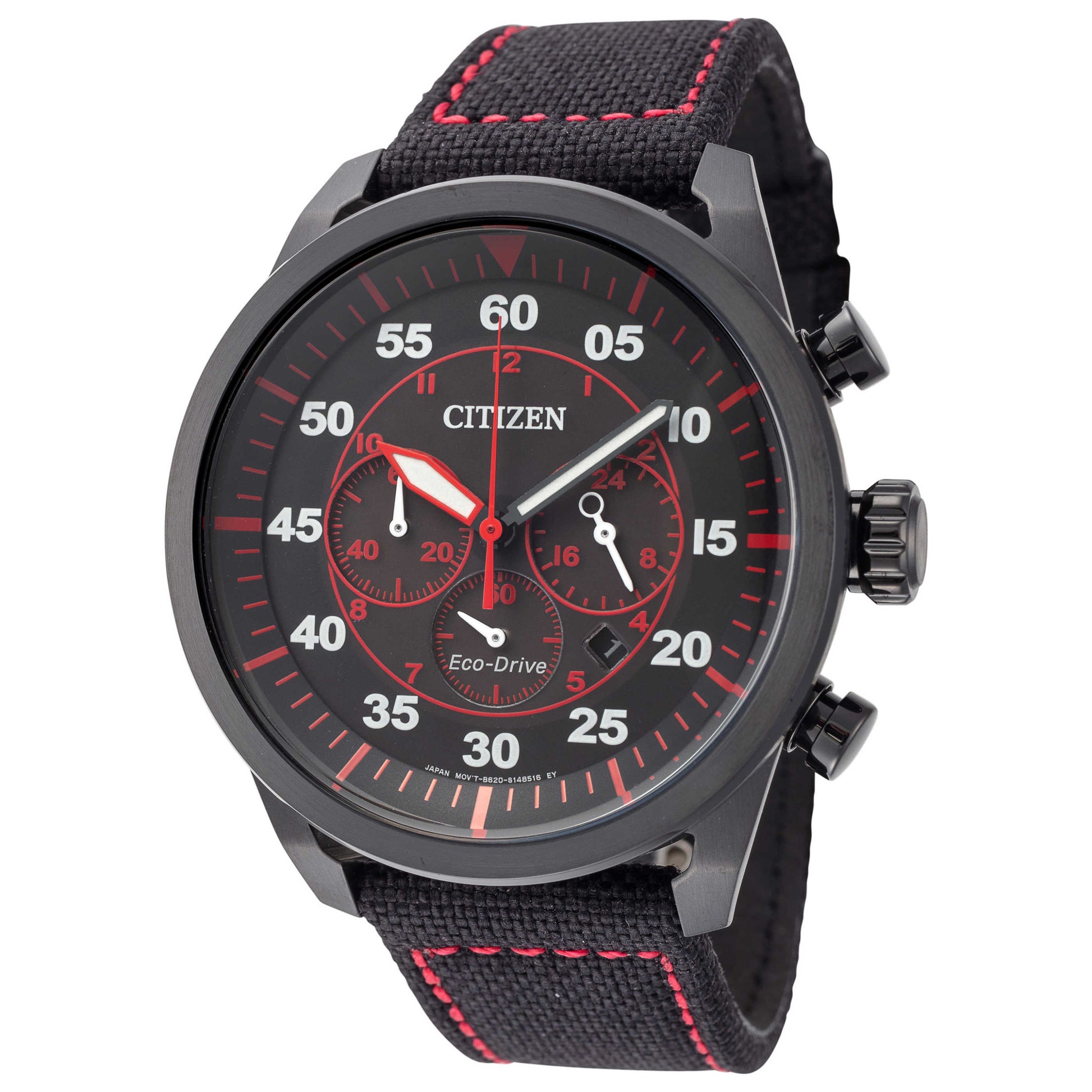 Front view of Citizen Avion Men's Solar Powered Quartz Eco-Drive Watch CA4215-12E