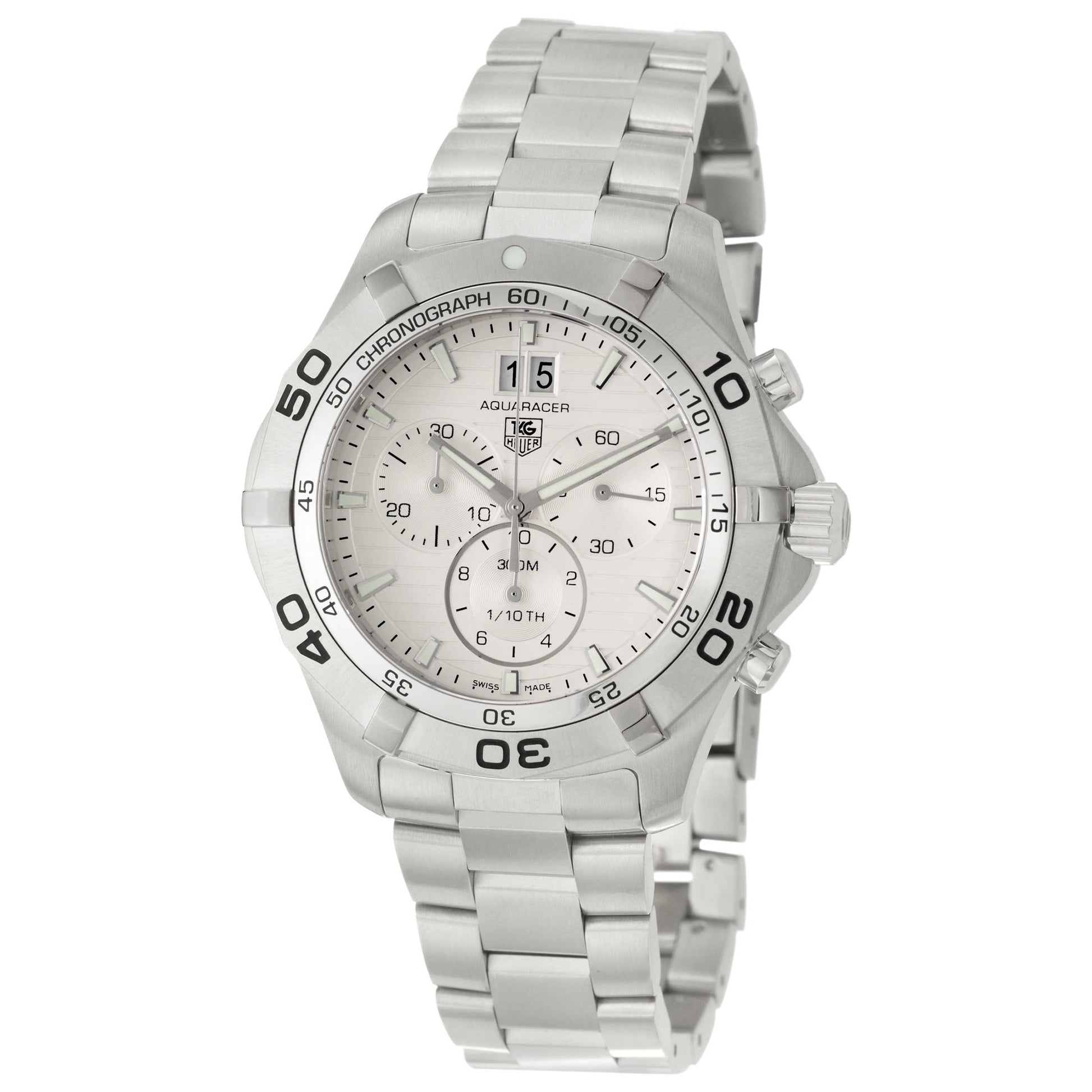 Front view of Tag Heuer Aquaracer Men's Swiss Quartz (Battery-Powered) Watch CAF101F-BA0821
