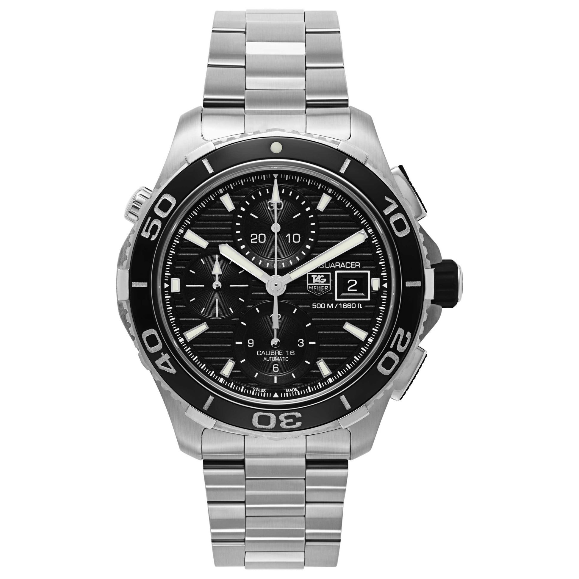 Front view of Tag Heuer Aquaracer Men's Automatic Watch CAK2110-BA0833