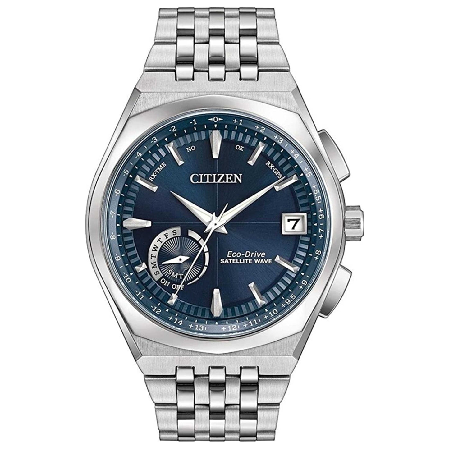 Front view of Citizen Satellite Wave Men's Solar Powered Quartz Eco-Drive Watch CC3020-57L