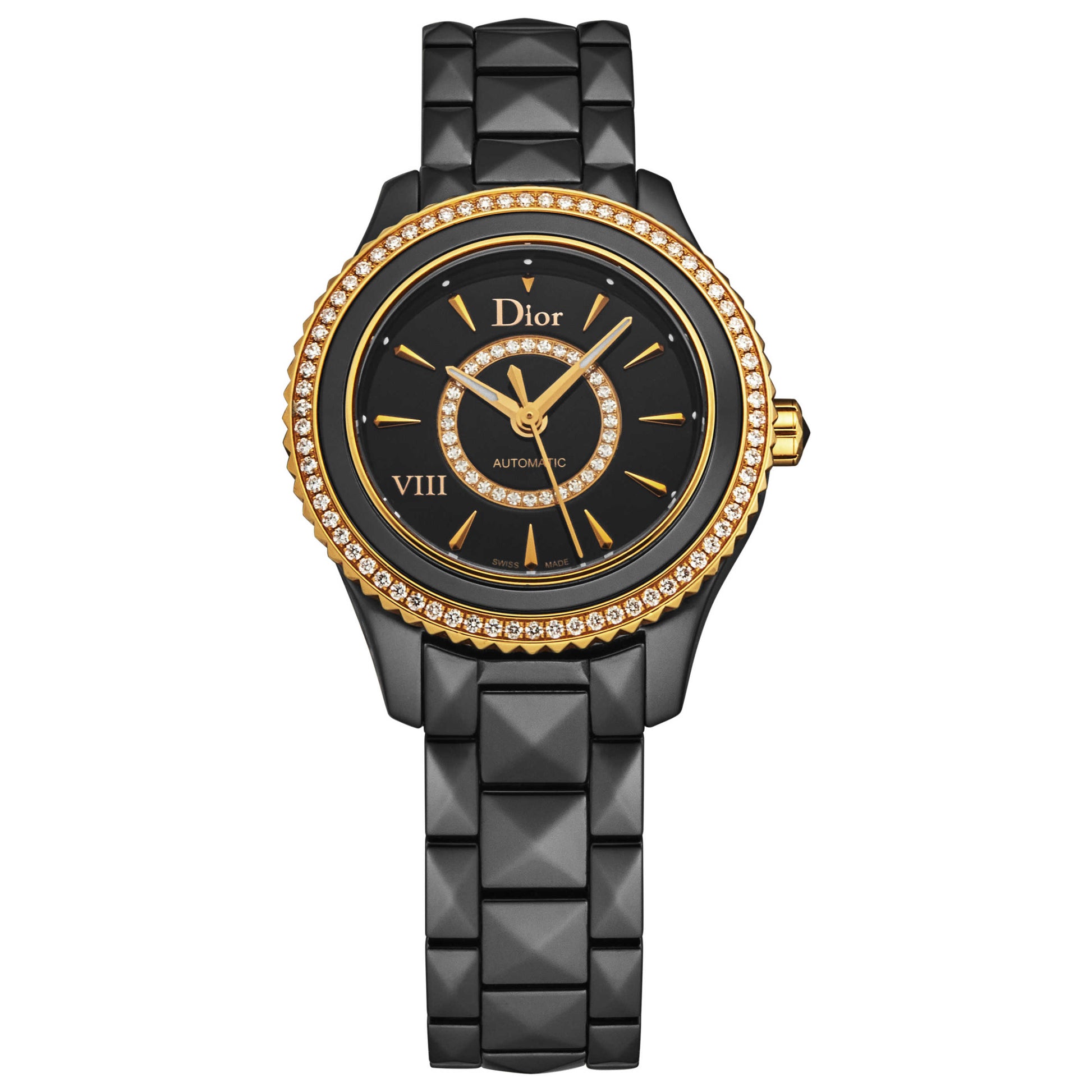 Front view of Christian Dior Black VIII Women's Automatic Watch CD1235H0C001