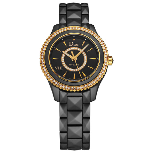 Front view of Christian Dior Black VIII Women's Automatic Watch CD1235H0C001