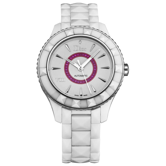 Front view of Christian Dior White VIII Women's Automatic Watch CD1245E8C001
