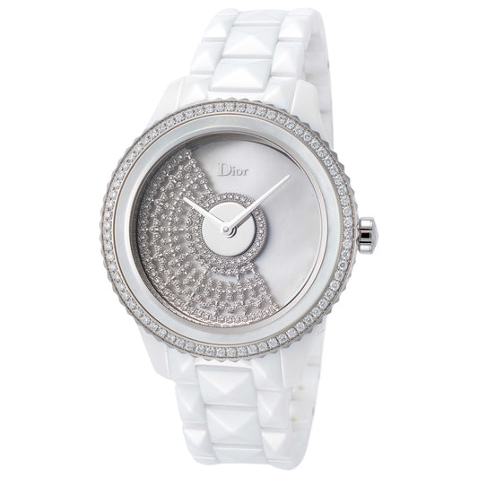 Front view of Christian Dior White VIII Women's Automatic Watch CD124BE4C001