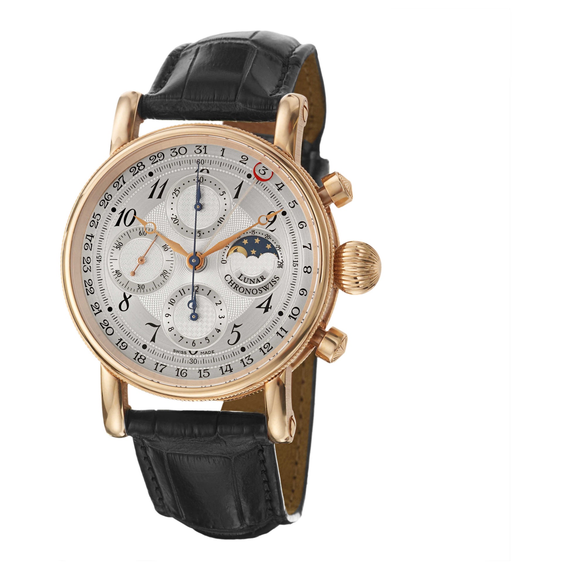 Front view of Chronoswiss Grand Lunar Chronograph Men's Automatic Watch CH7541-LR-BL