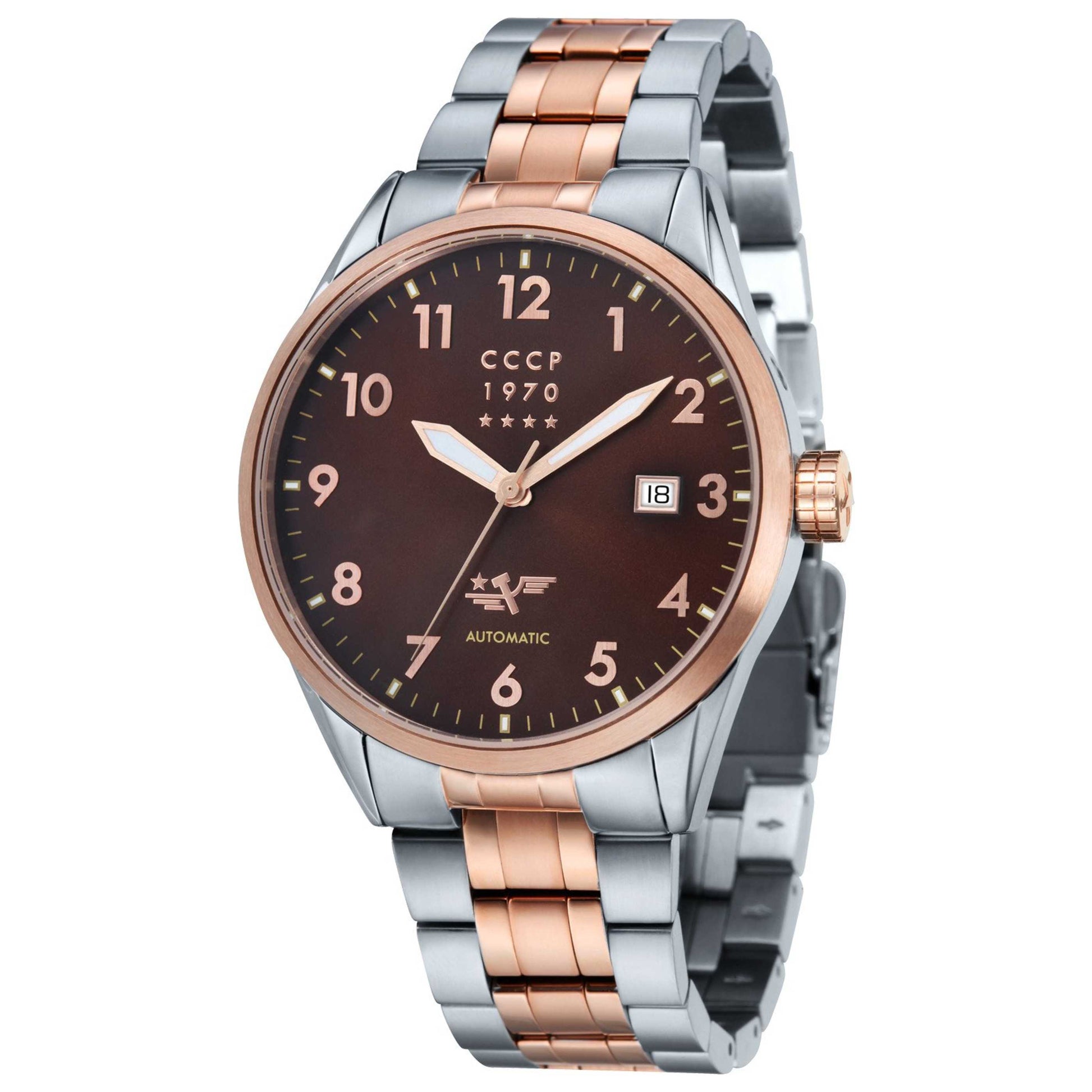 Front view of CCCP Golden Soviet Submarine Men's Automatic Watch CP-7015-22