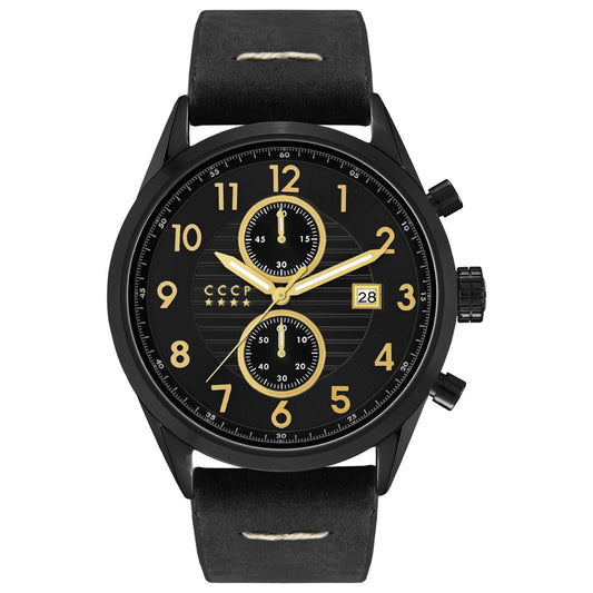 Front view of CCCP Golden Soviet Submarine Men's Quartz Watch CP-7029-03