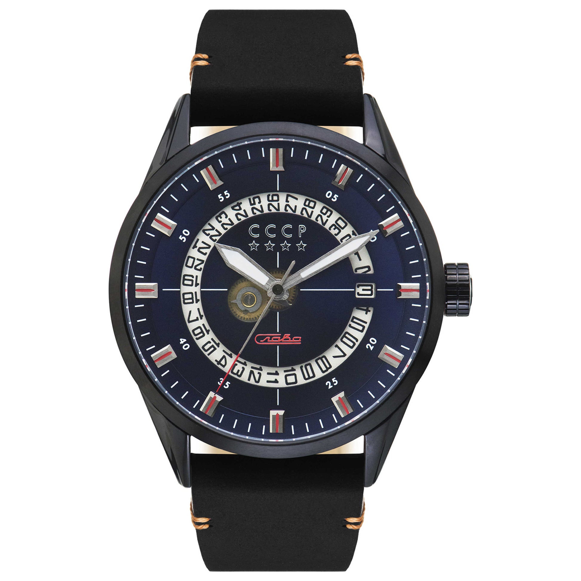 Front view of CCCP Golden Soviet Submarine Men's Automatic Watch CP-7032-08