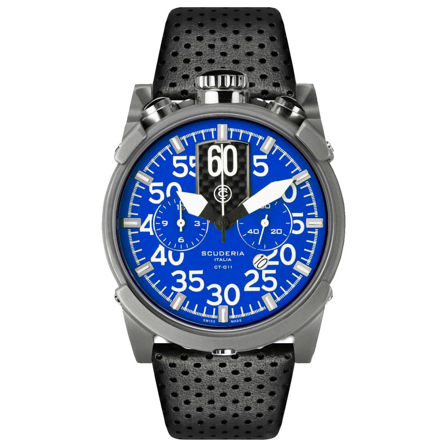 Front view of CT Scuderia Saturno Men's Quartz Watch CS10119-BK