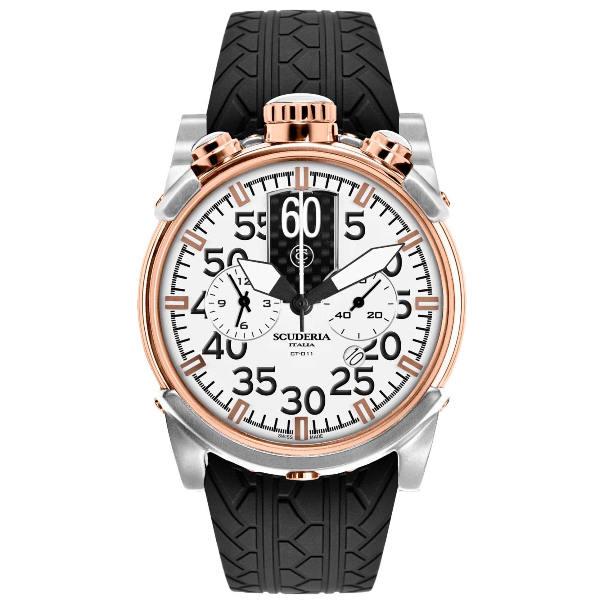 Front view of CT Scuderia Saturno Men's Quartz Watch CS10123-BK
