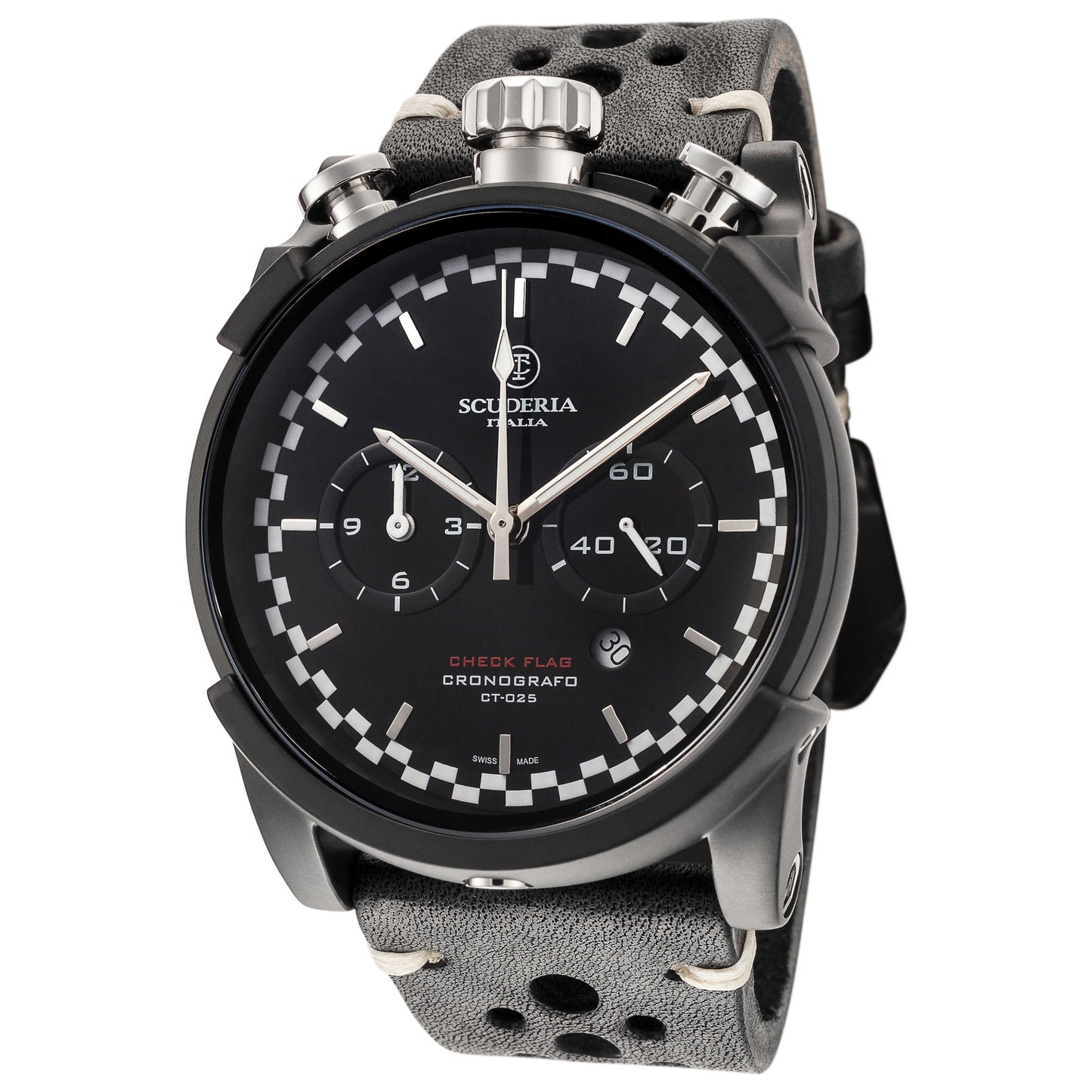 Front view of CT Scuderia Check Flag Men's Quartz Watch CS10135N