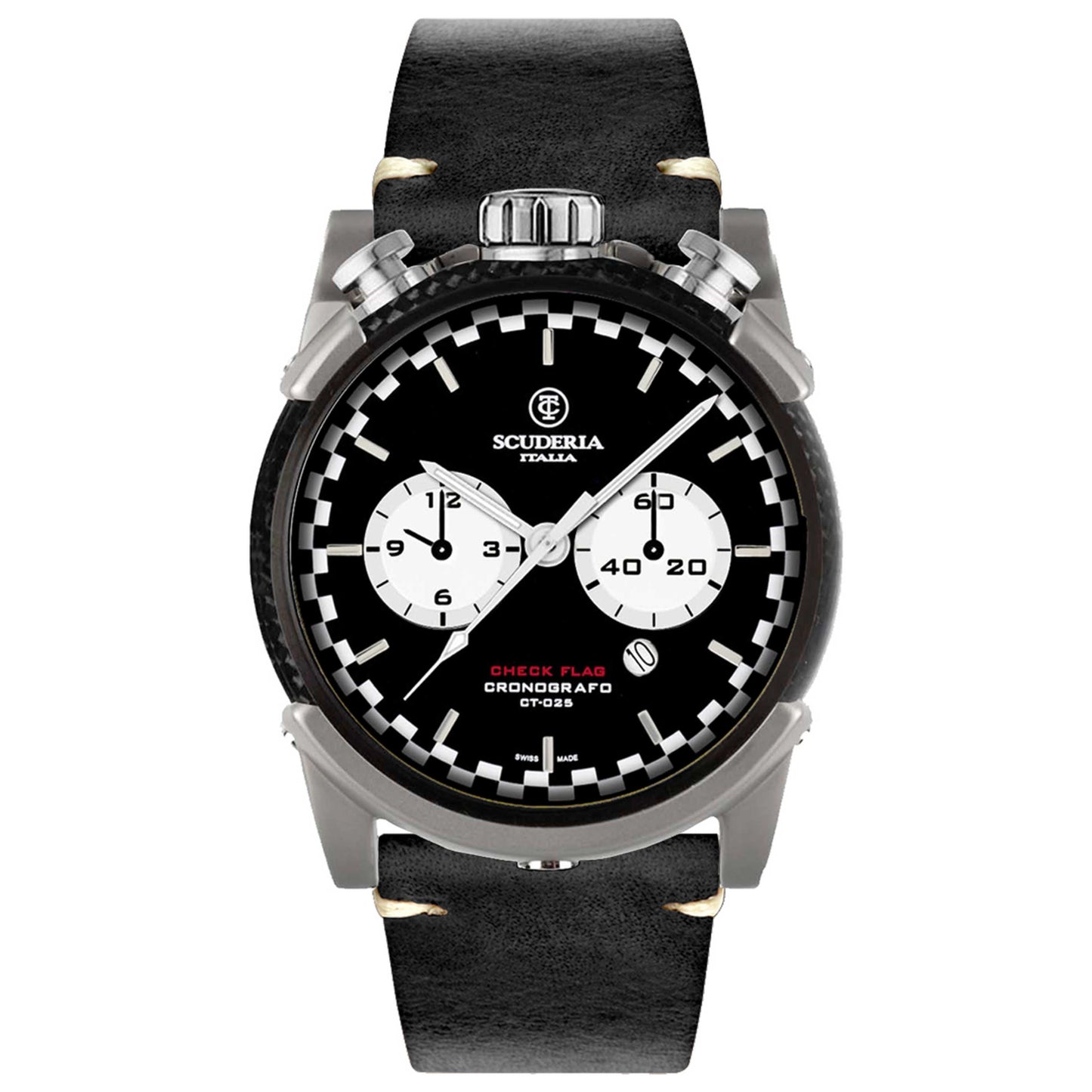 Front view of CT Scuderia Fibra di Carbonio Men's Quartz Watch CS10180-N