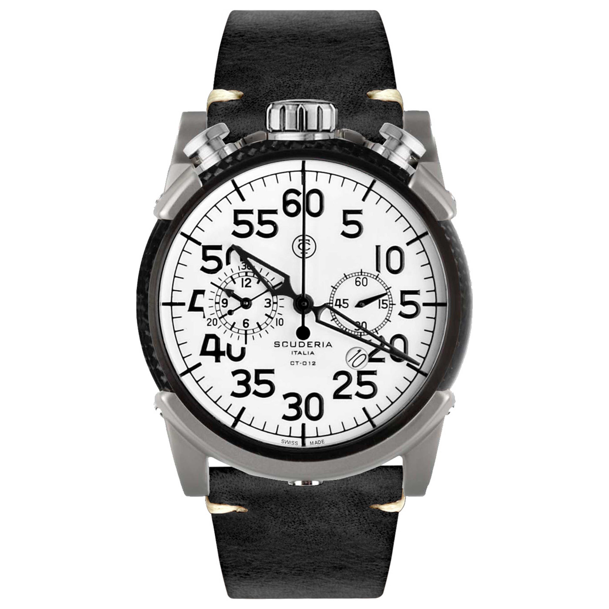 Front view of CT Scuderia Fibra di Carbonio Men's Quartz Watch CS10182-N