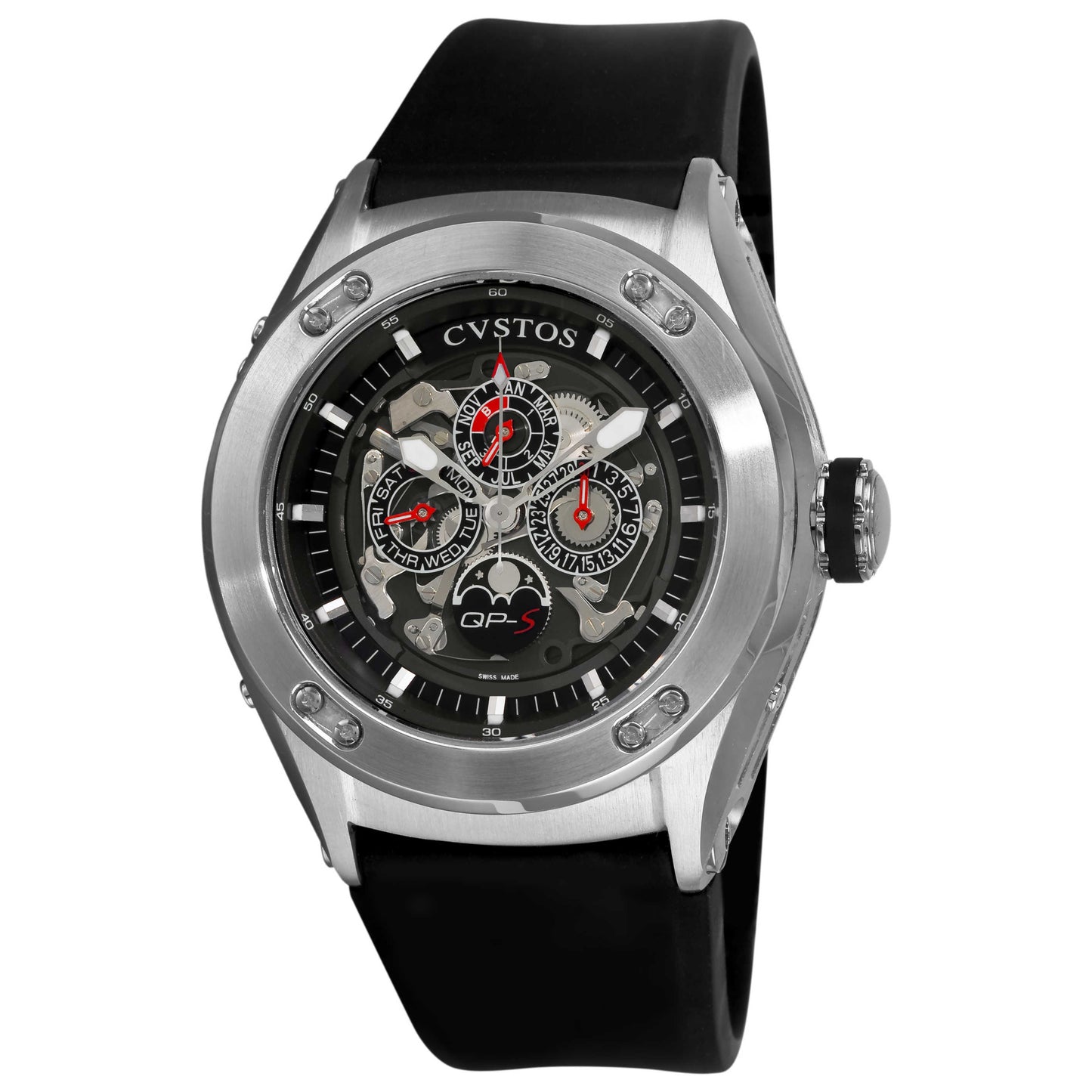 Front view of Cvstos ChallengeRnd Men's Automatic Watch CVQPRNSTGR
