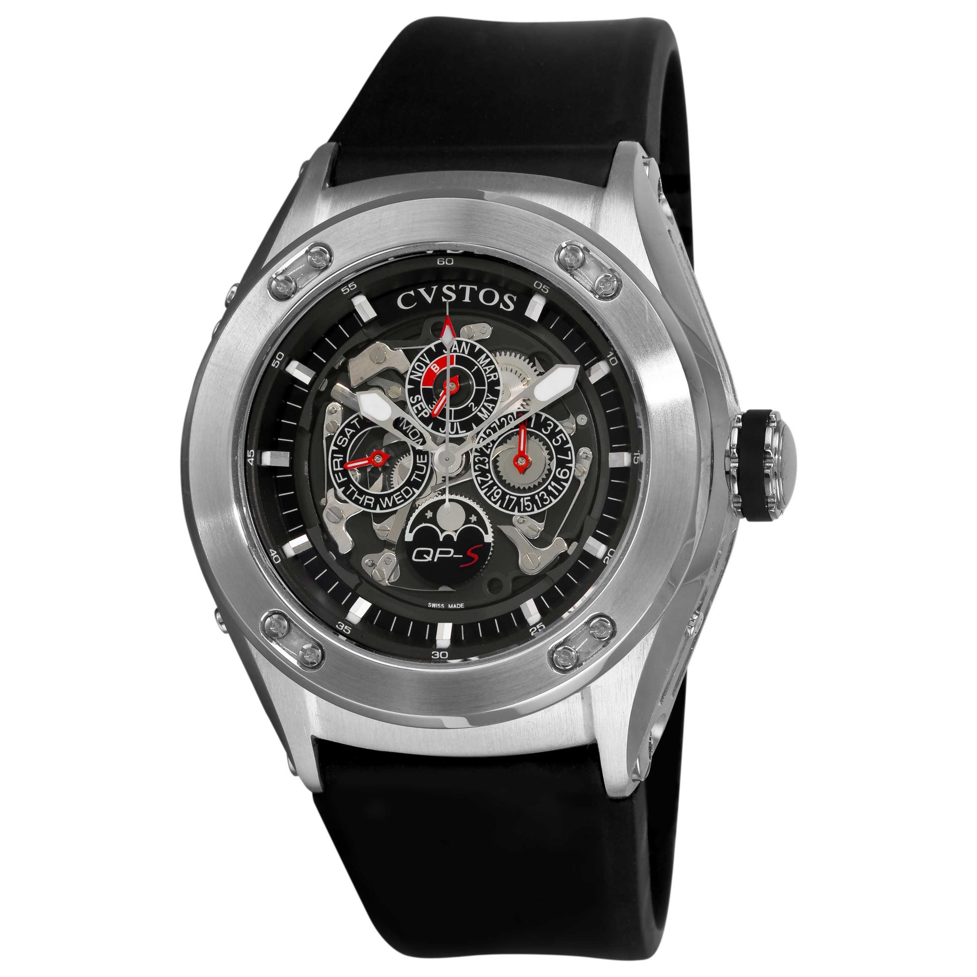 Front view of Cvstos ChallengeRnd Men's Automatic Watch CVQPRNSTGR