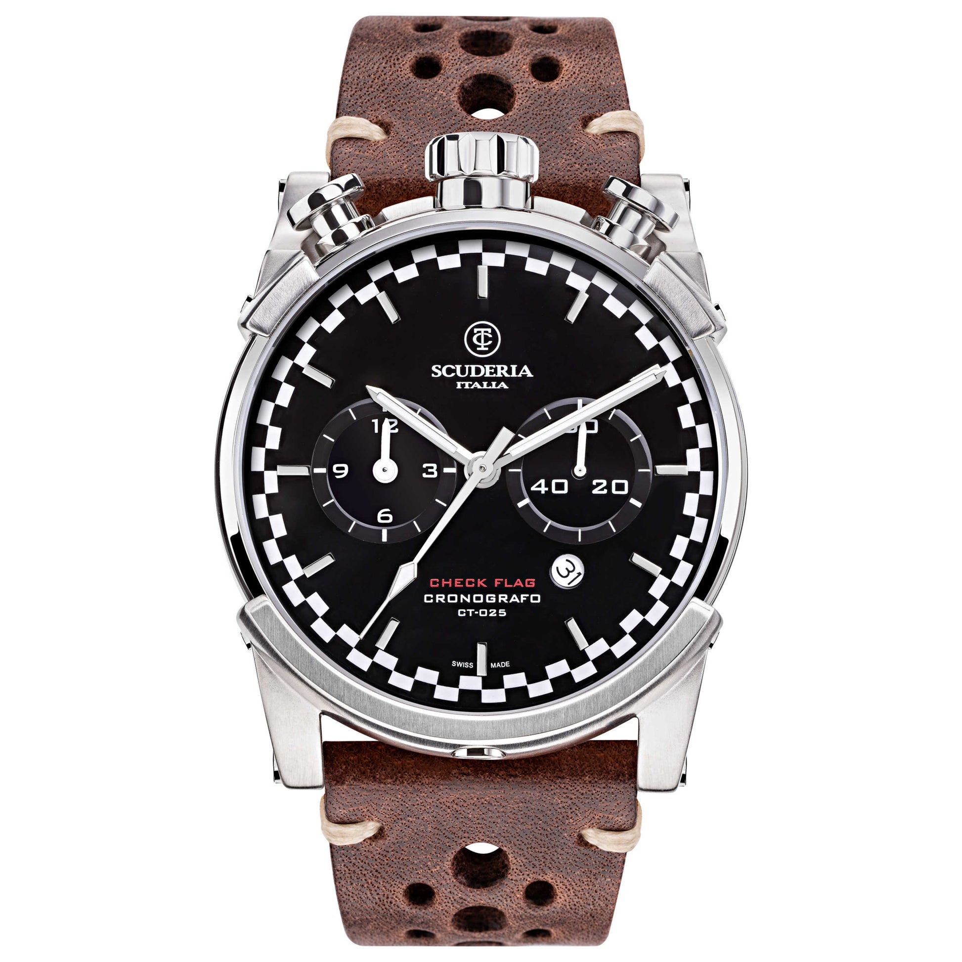 Front view of CT Scuderia Check Flag Men's Quartz Watch CWEH00119