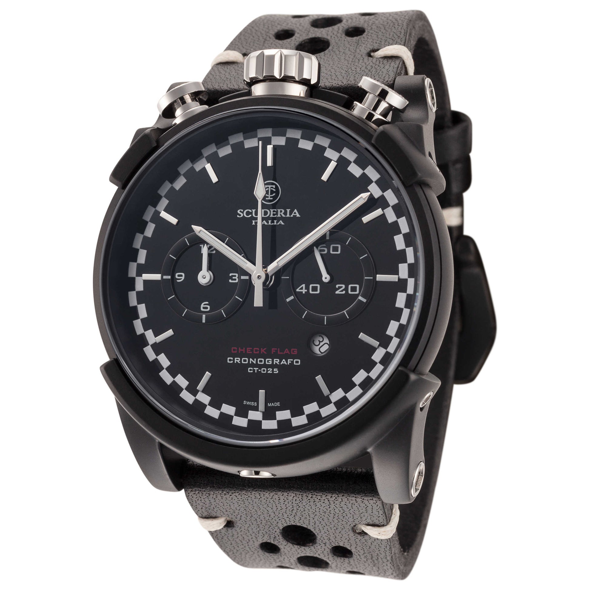 Front view of CT Scuderia Check Flag Men's Quartz Watch CWEH00319