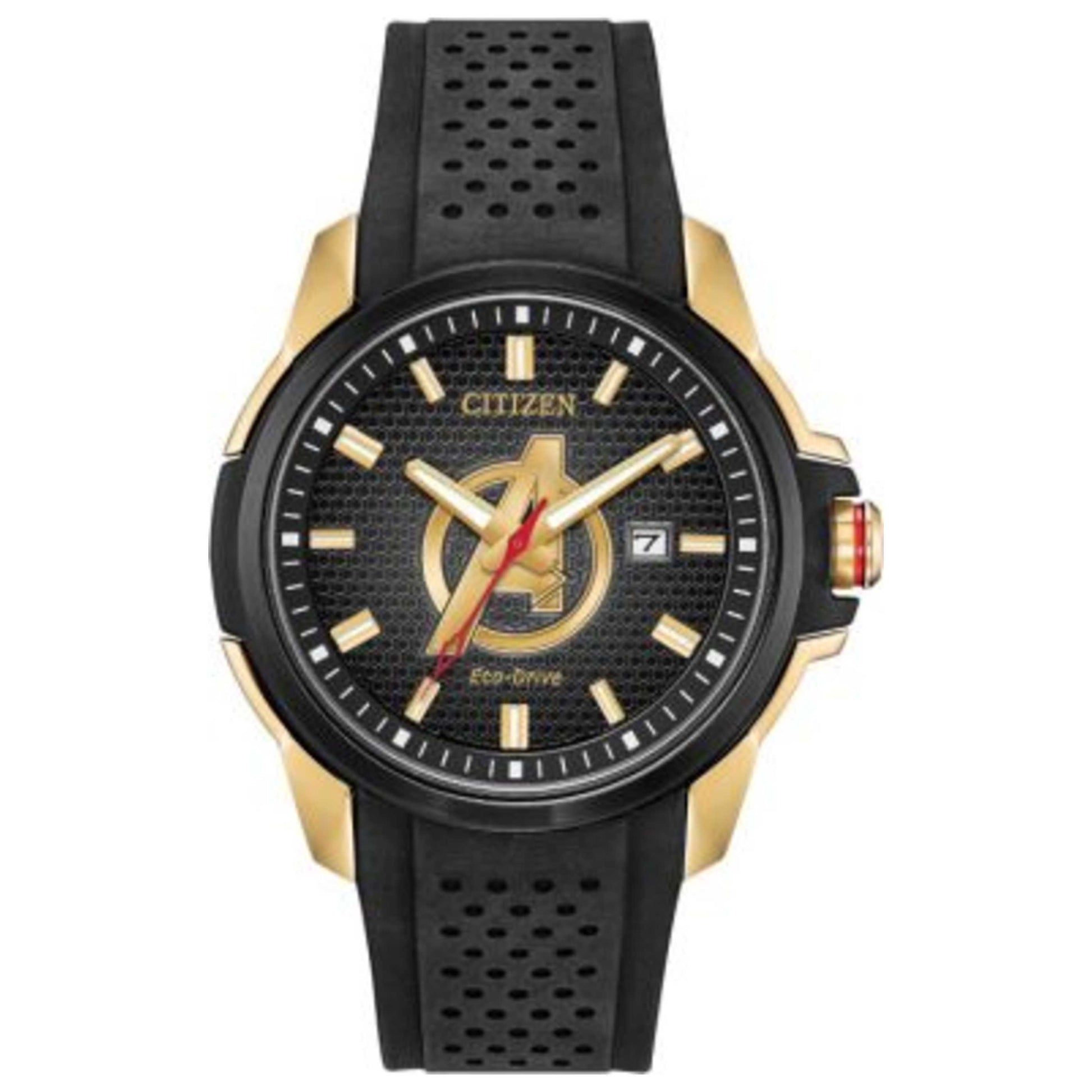 Front view of Citizen Marvel Avengers Men's Solar Watch CZAW1155-03W