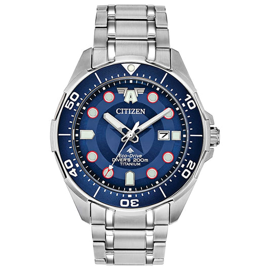 Front view of Citizen Captain America Men's Solar Watch CZBN0208-54W