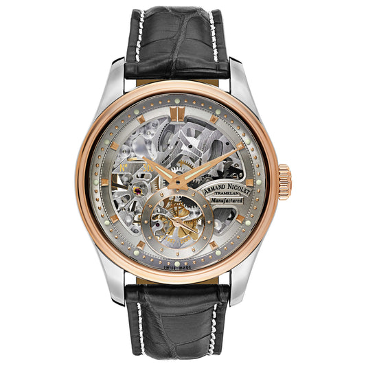 Front view of Armand Nicolet LR8 Men's Manual-Wind Watch D622AAA-GS-P713GR2