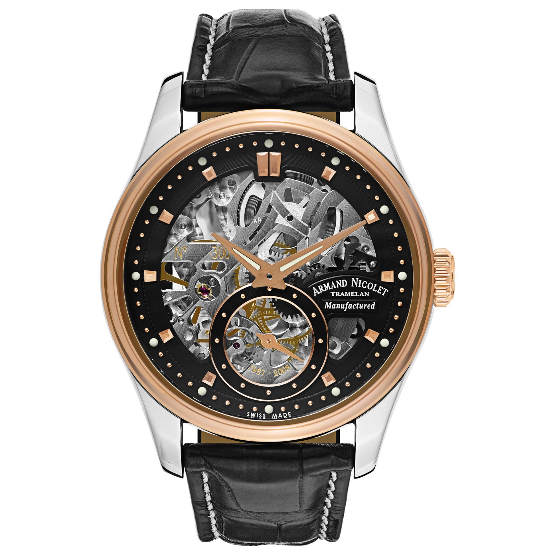 Front view of Armand Nicolet LR8 Men's Manual-Wind Watch D622AAA-NS-P713NR2