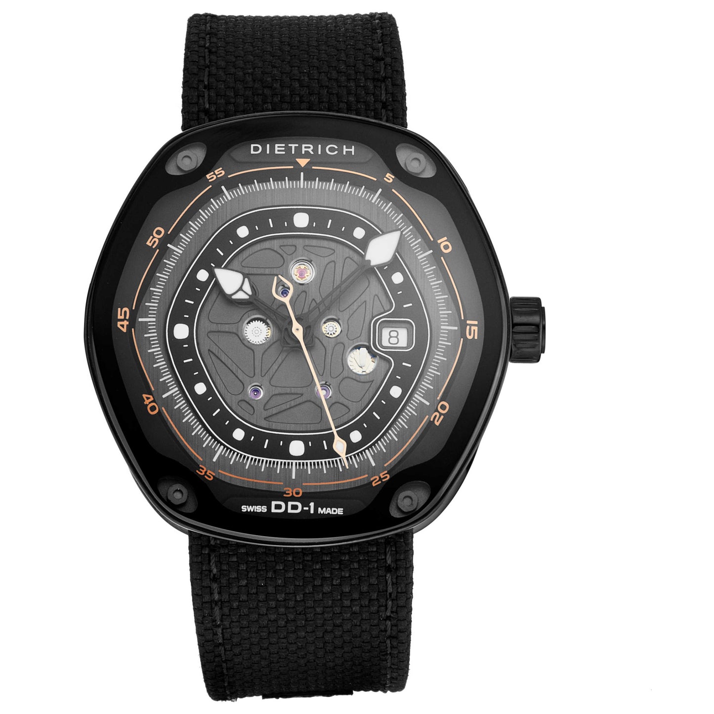 Front view of Dietrich Device Nr. 1 Men's Automatic Watch DD-1 BLACK