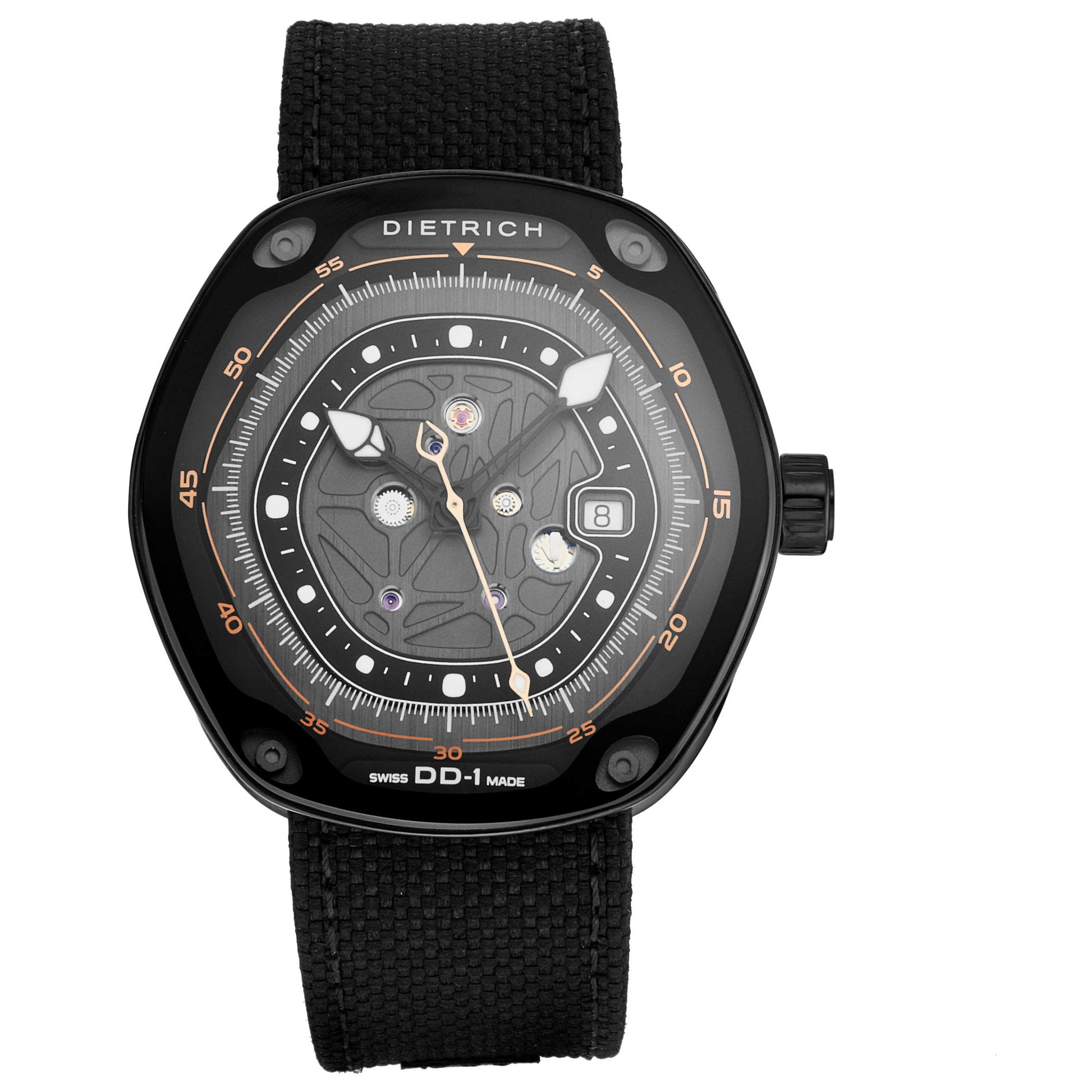 Front view of Dietrich Device Nr. 1 Men's Automatic Watch DD-1 BLACK