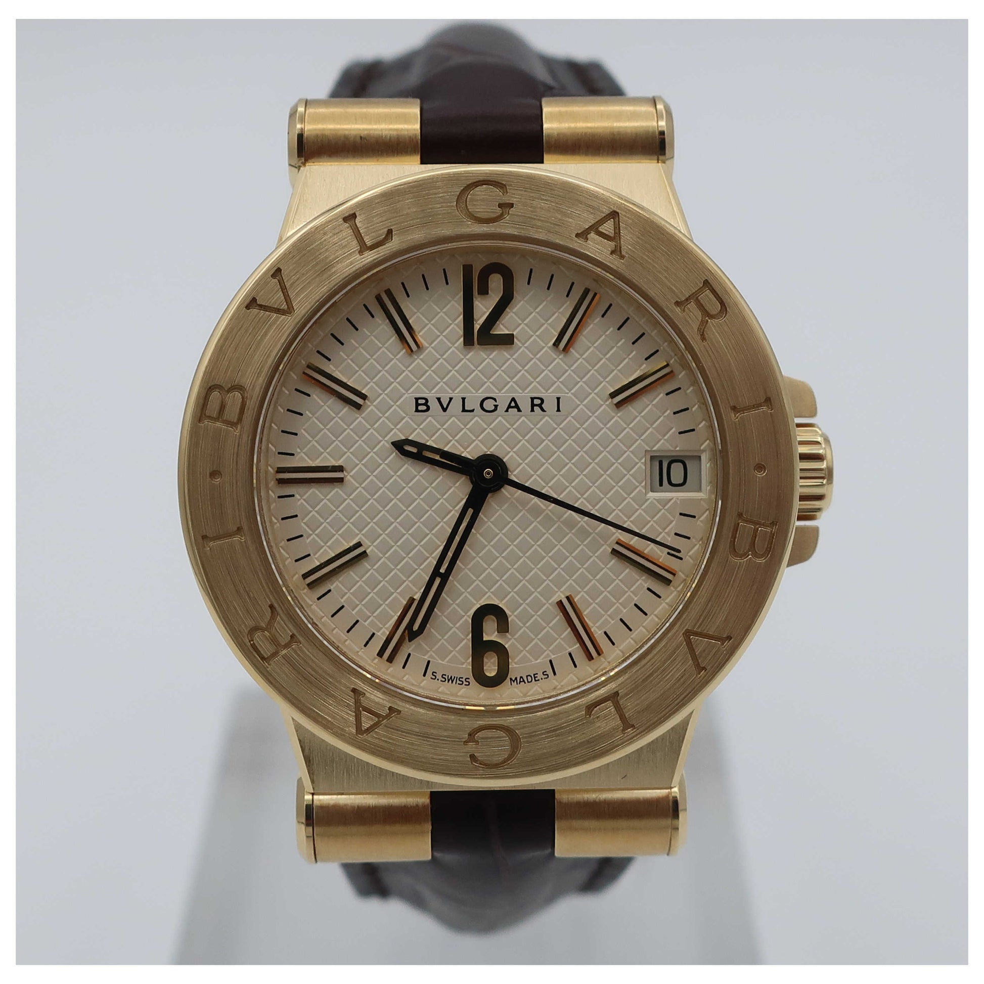 Front view of Bulgari Diagono Women's Swiss Quartz (Battery-Powered) Watch DG29C6GLD-SD