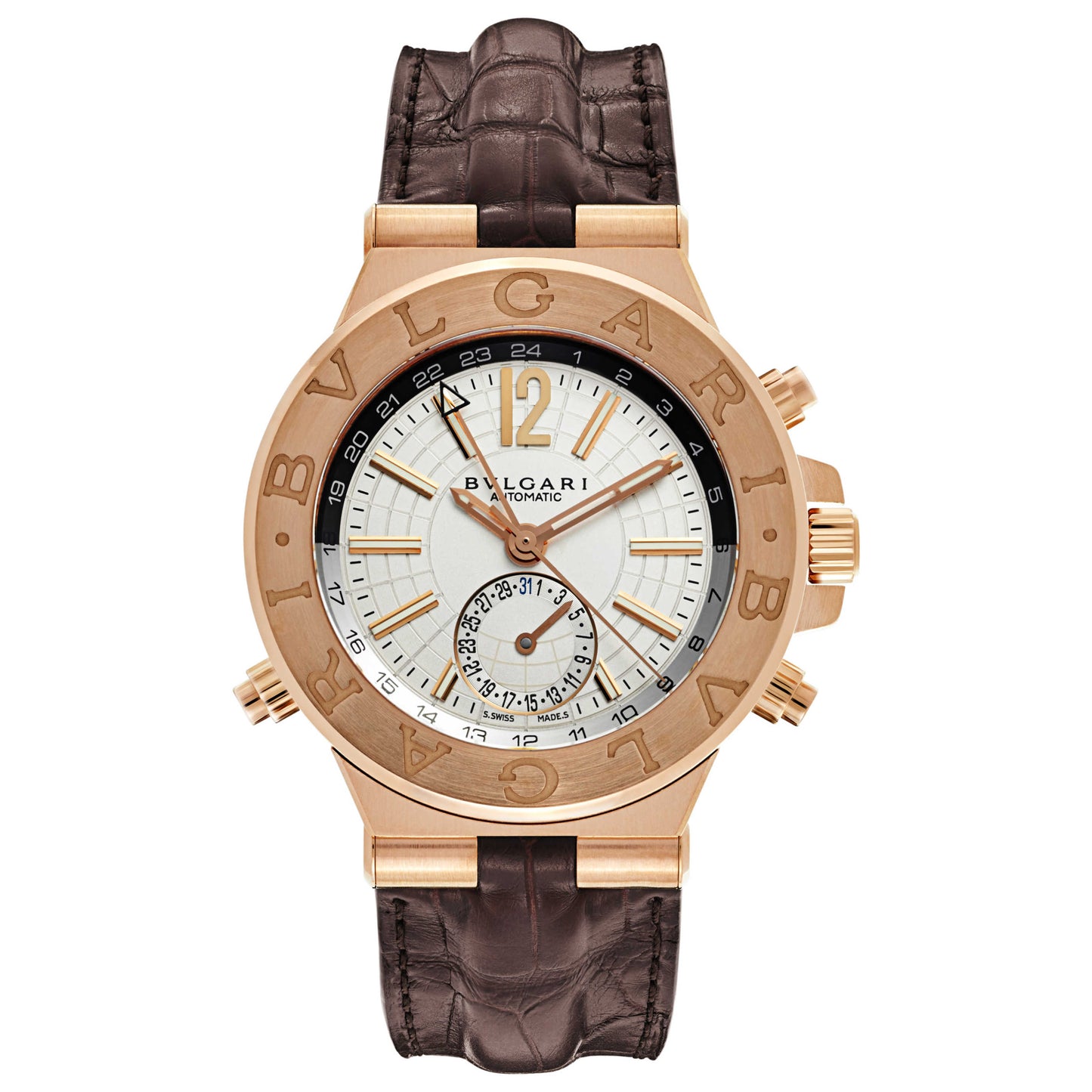Front view of Bulgari Diagono Men's Automatic Watch DGP40C6GLDGMT