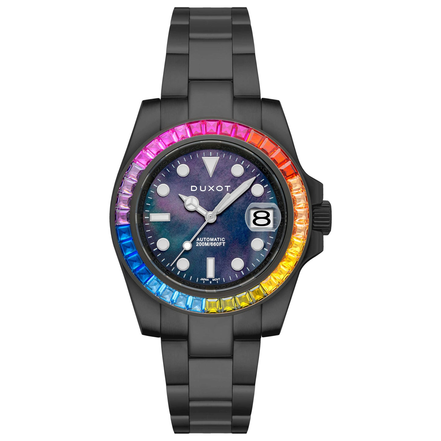Front view of Duxot Atlantica Rainbow Diver Men's Automatic Watch DX-2047-44