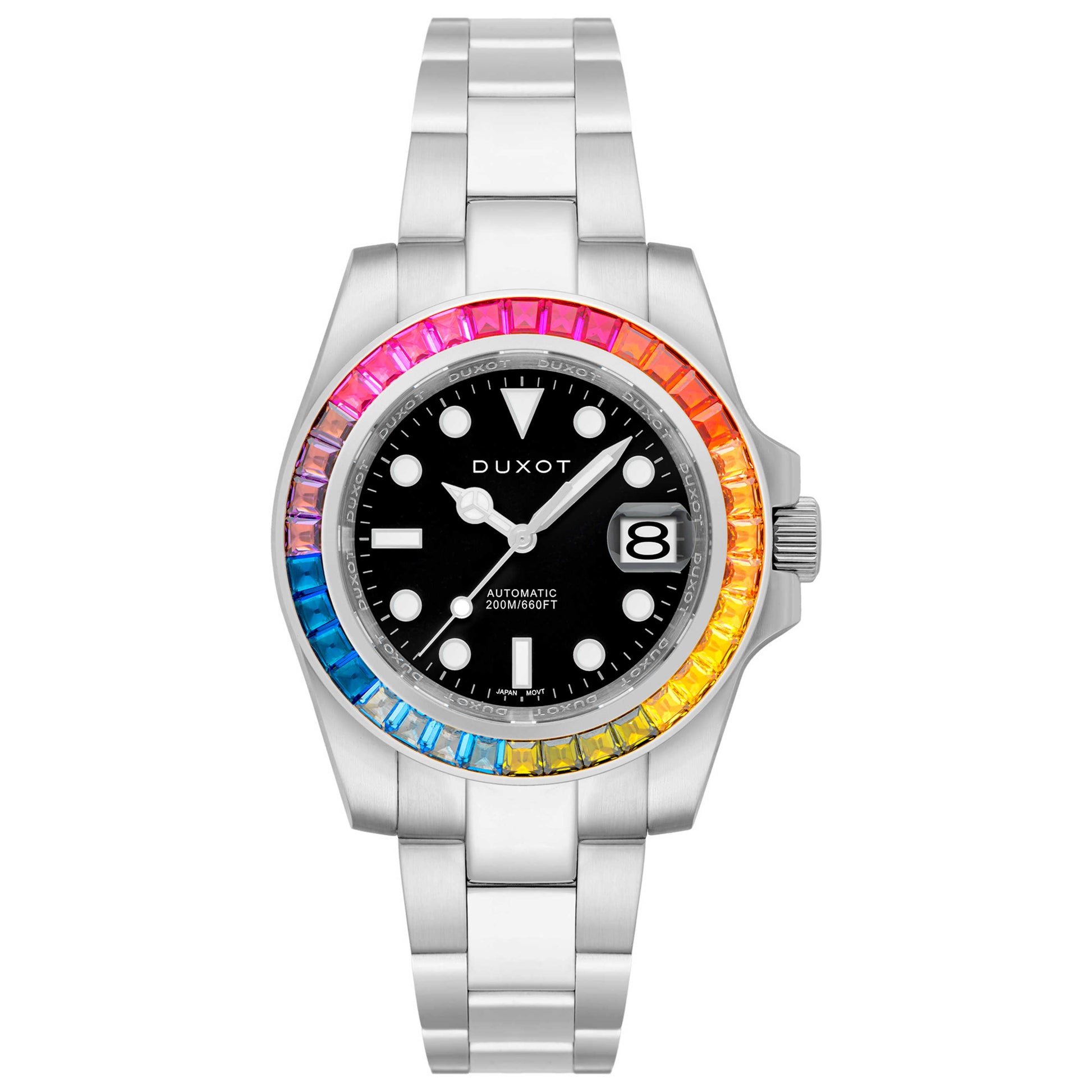 Front view of Duxot Atlantica Rainbow Diver Men's Automatic Watch DX-2047-LL