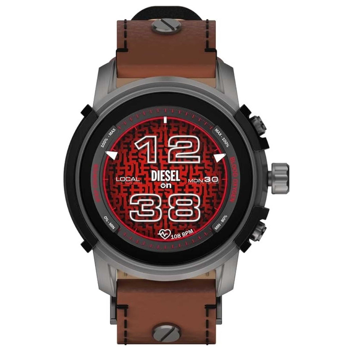 Front view of Diesel Griffed Men's Quartz Smartwatch DZT2043R