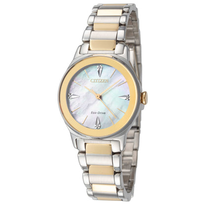 Front view of Citizen Axiom Women's Solar Watch EM0734-56D