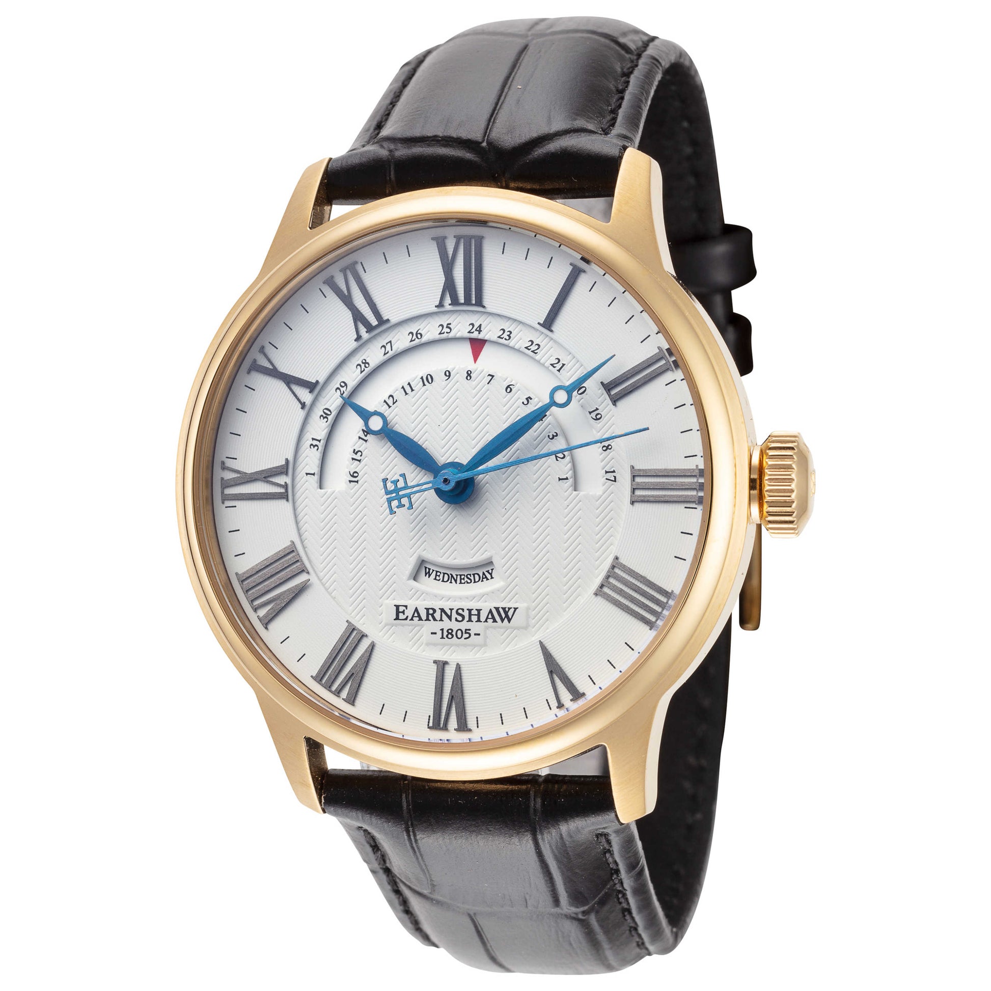 Front view of Thomas Earnshaw Cornwall Retrograde Men's Quartz Watch ES-8077-SETA-04