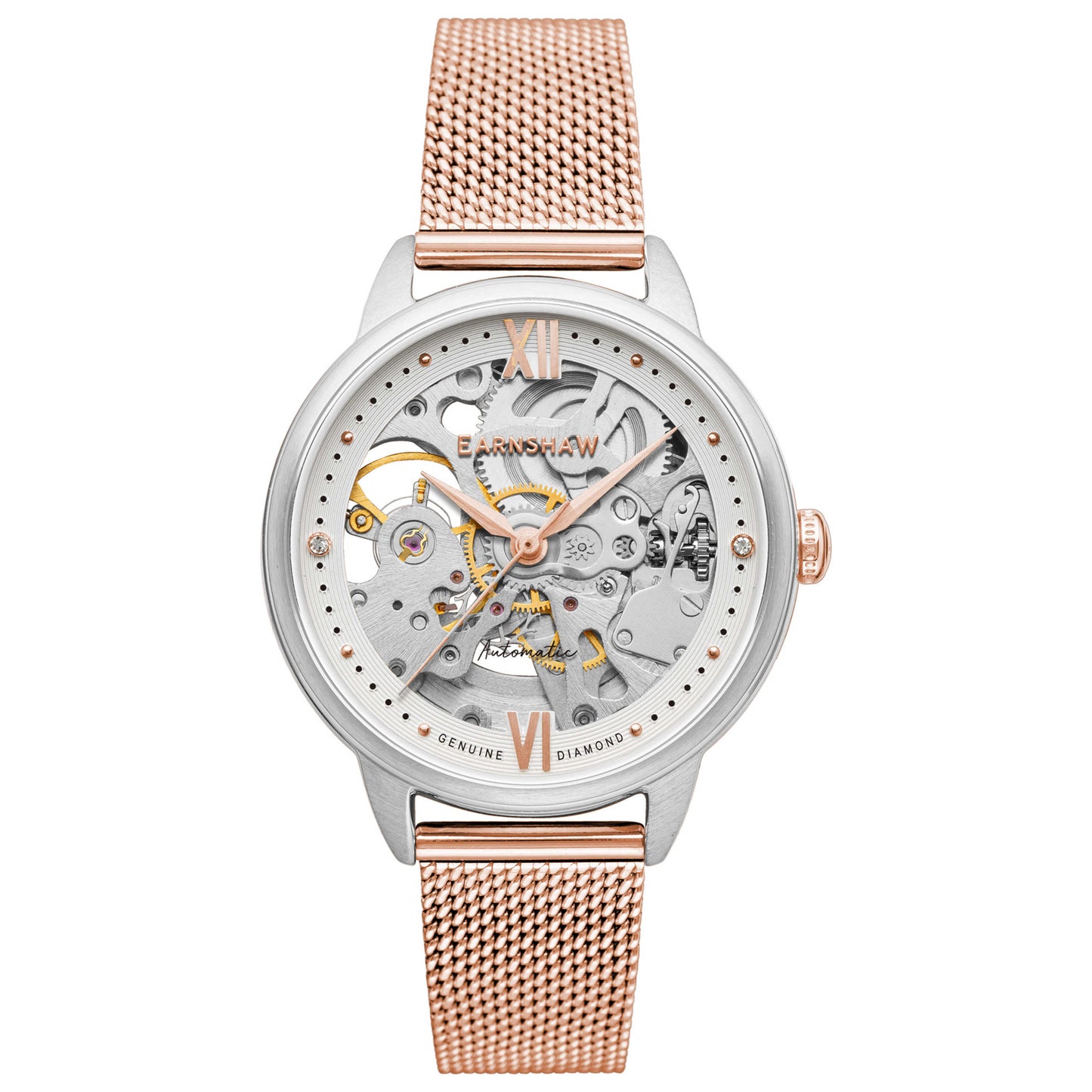 Front view of Thomas Earnshaw Anning Diamond Women's Automatic Watch ES-8154-06