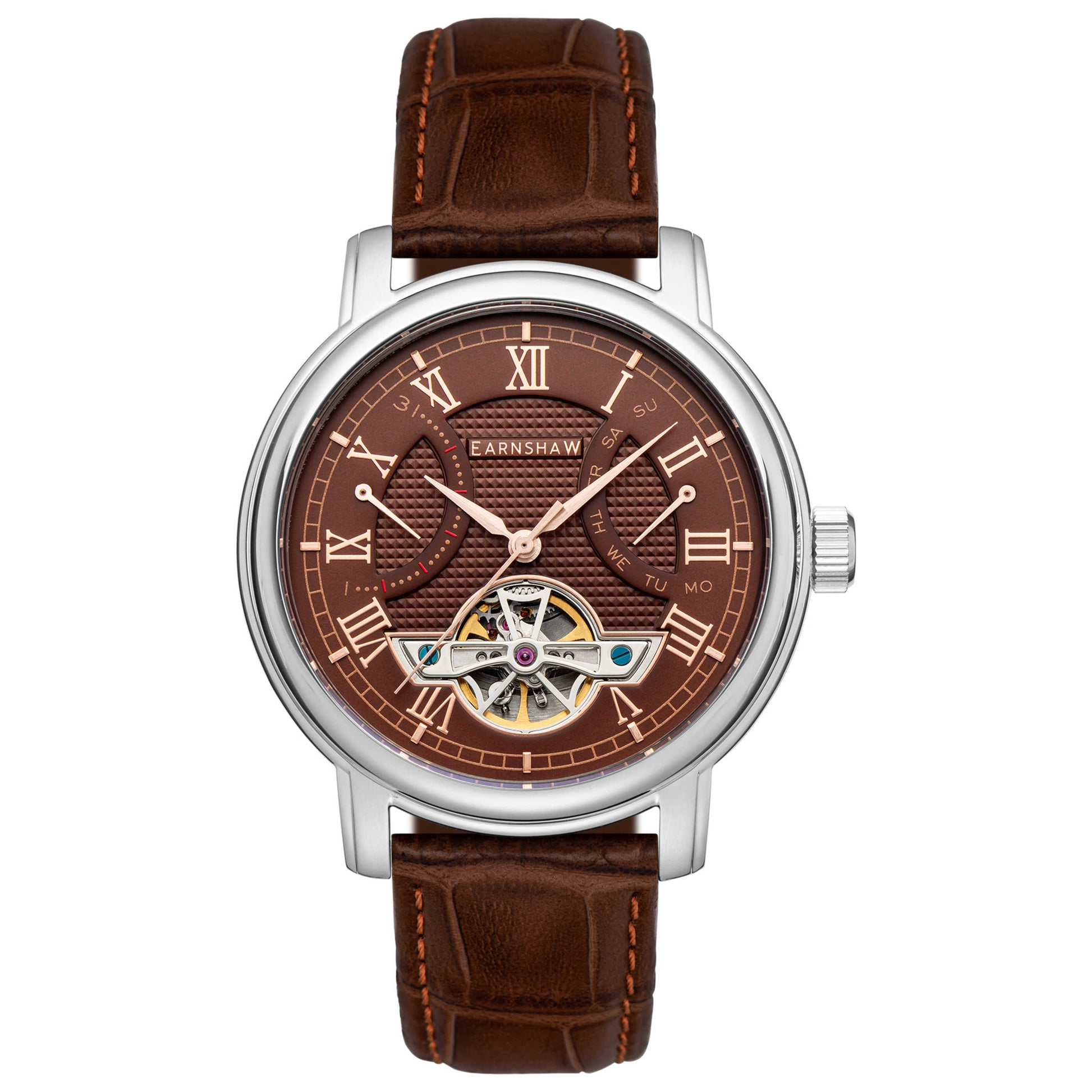 Front view of Thomas Earnshaw Longcase Double Retrograde Men's Automatic Watch ES-8169-03