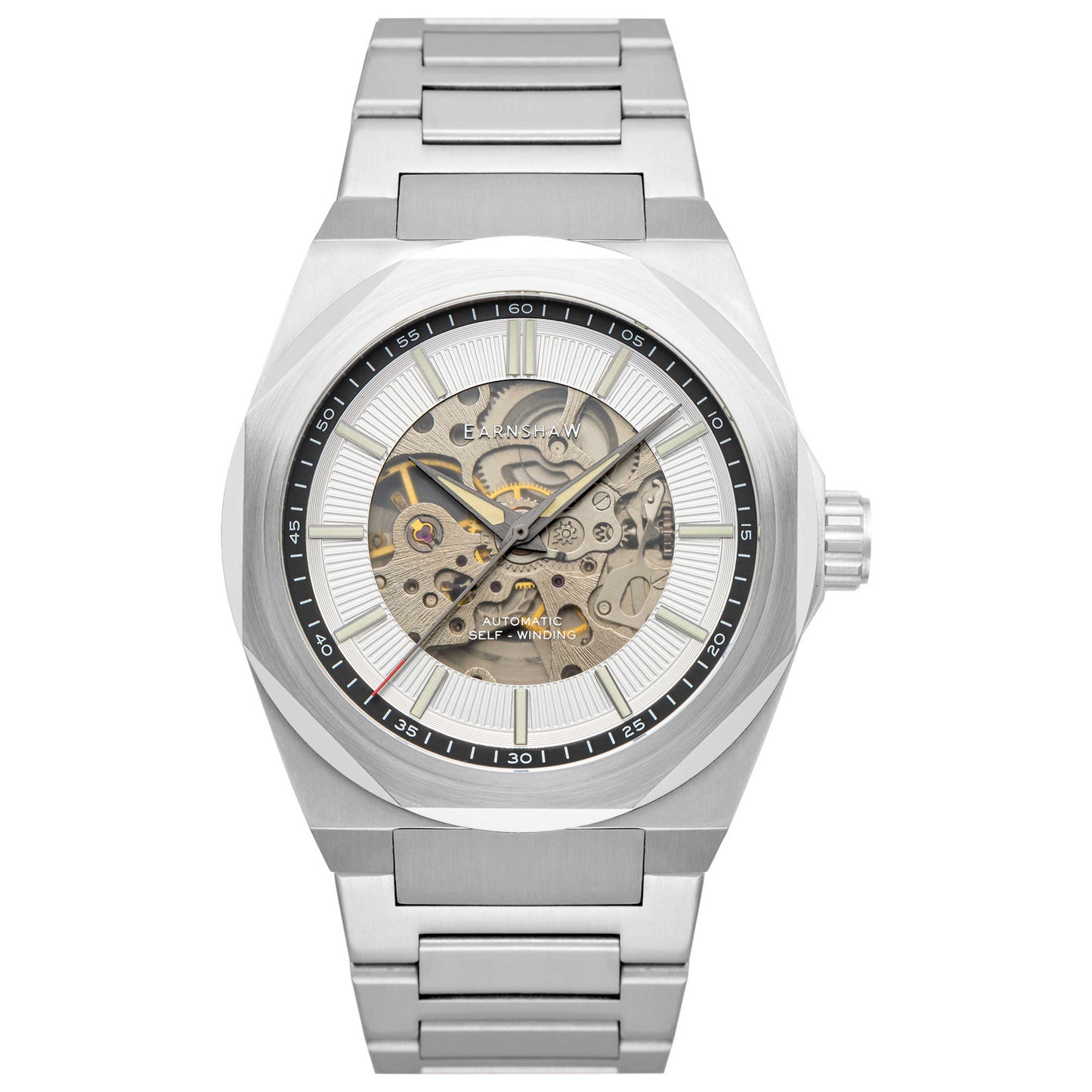 Front view of Thomas Earnshaw Discovery Clark Men's Automatic Watch ES-8182-11