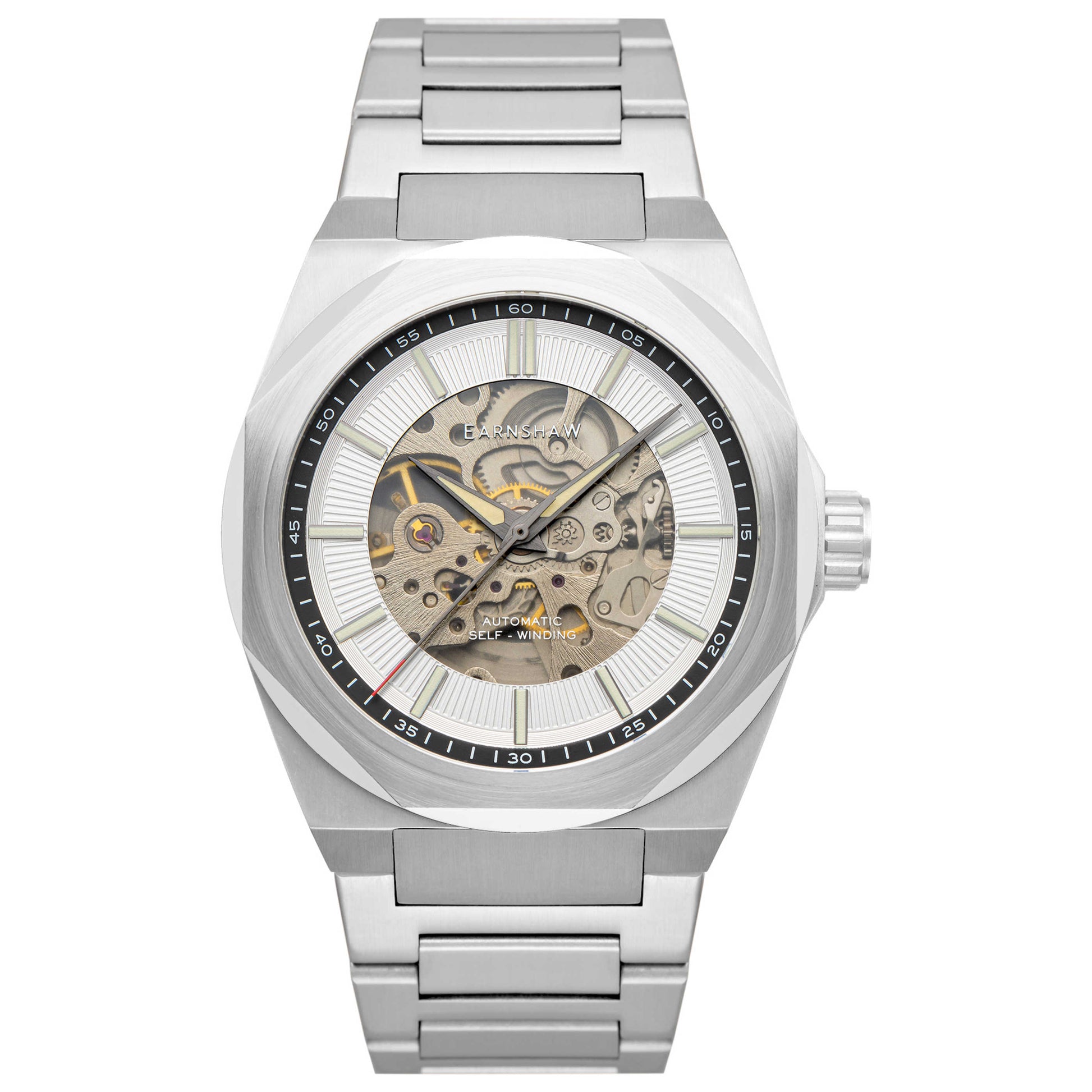 Front view of Thomas Earnshaw Discovery Clark Men's Automatic Watch ES-8182-11