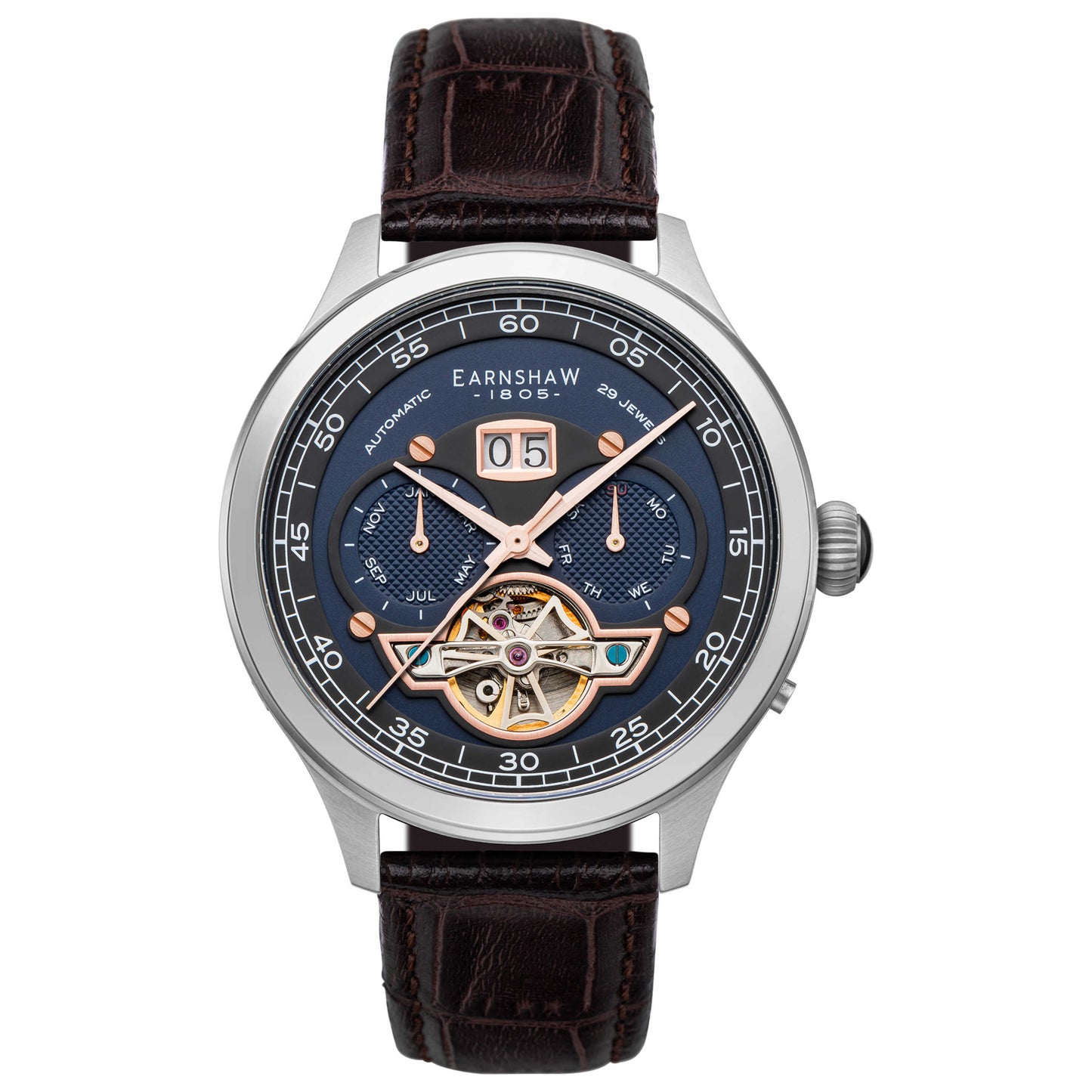 Front view of Thomas Earnshaw Baron Men's Automatic Watch ES-8187-02