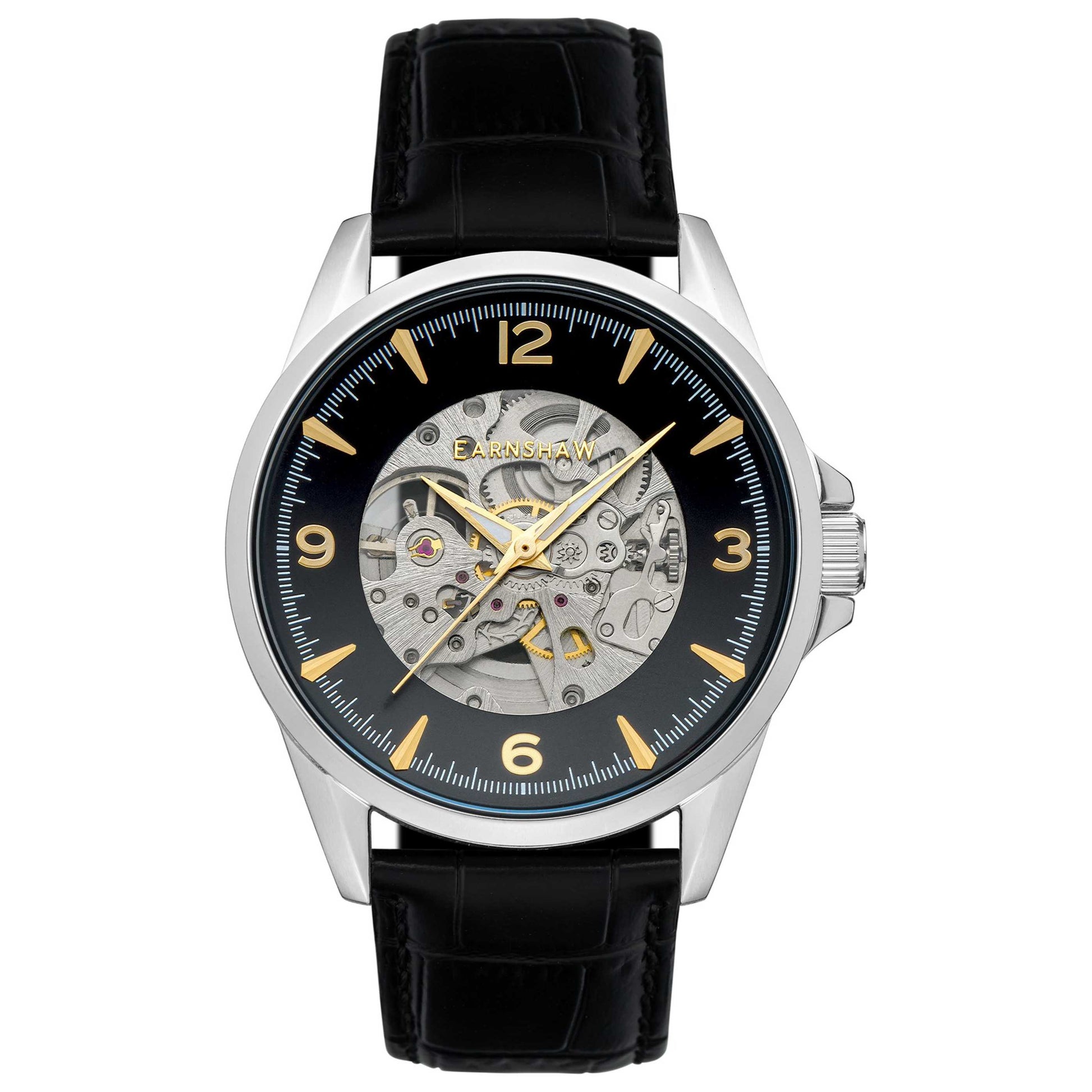 Front view of Thomas Earnshaw Lincoln Skeleton Men's Automatic Watch ES-8216-04