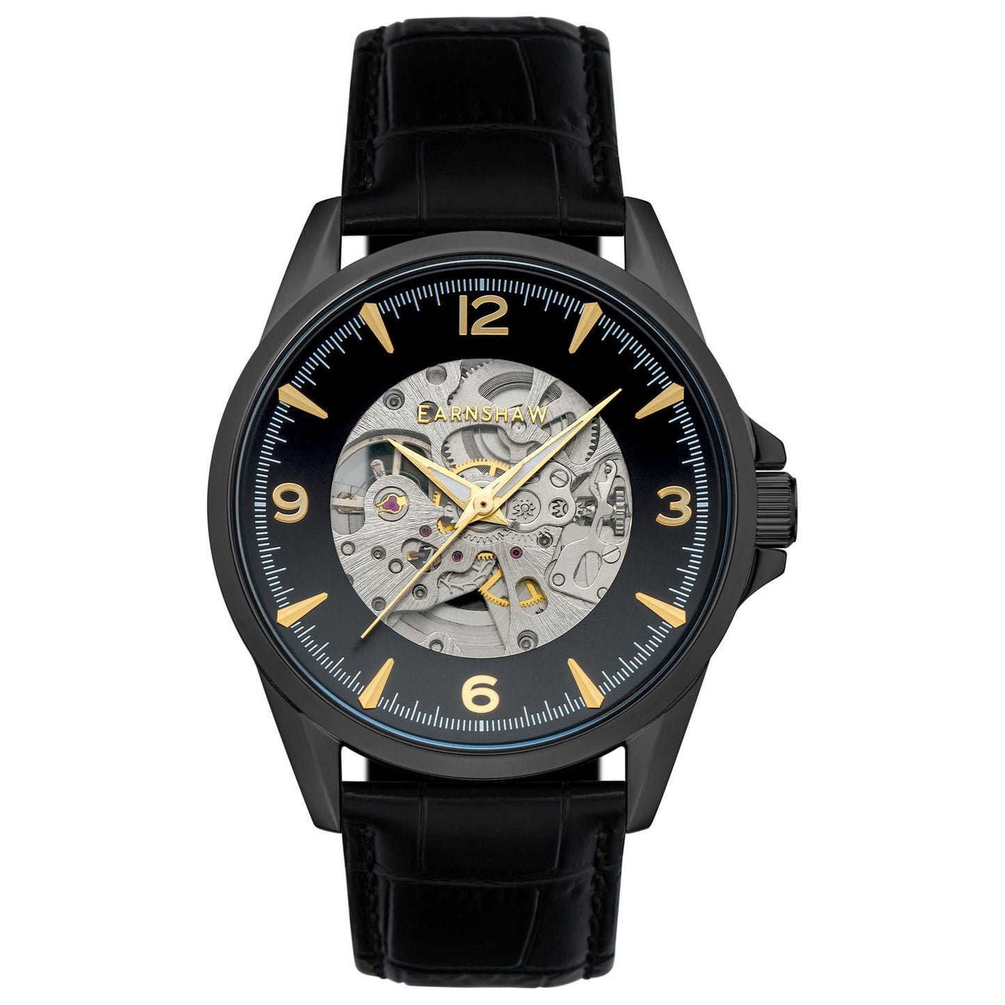 Front view of Thomas Earnshaw Lincoln Skeleton Men's Automatic Watch ES-8216-08