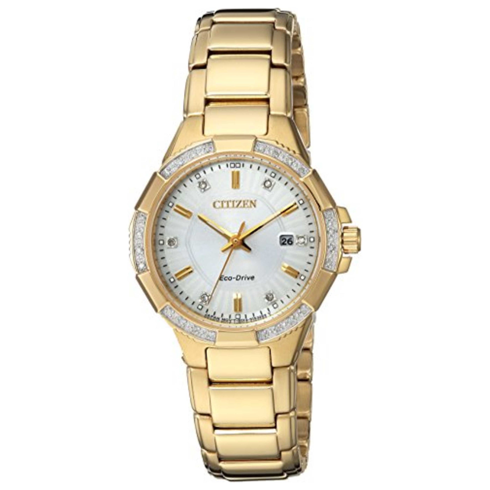 Front view of Citizen Riva Women's Solar Powered Quartz Eco-Drive Watch EW2462-51A